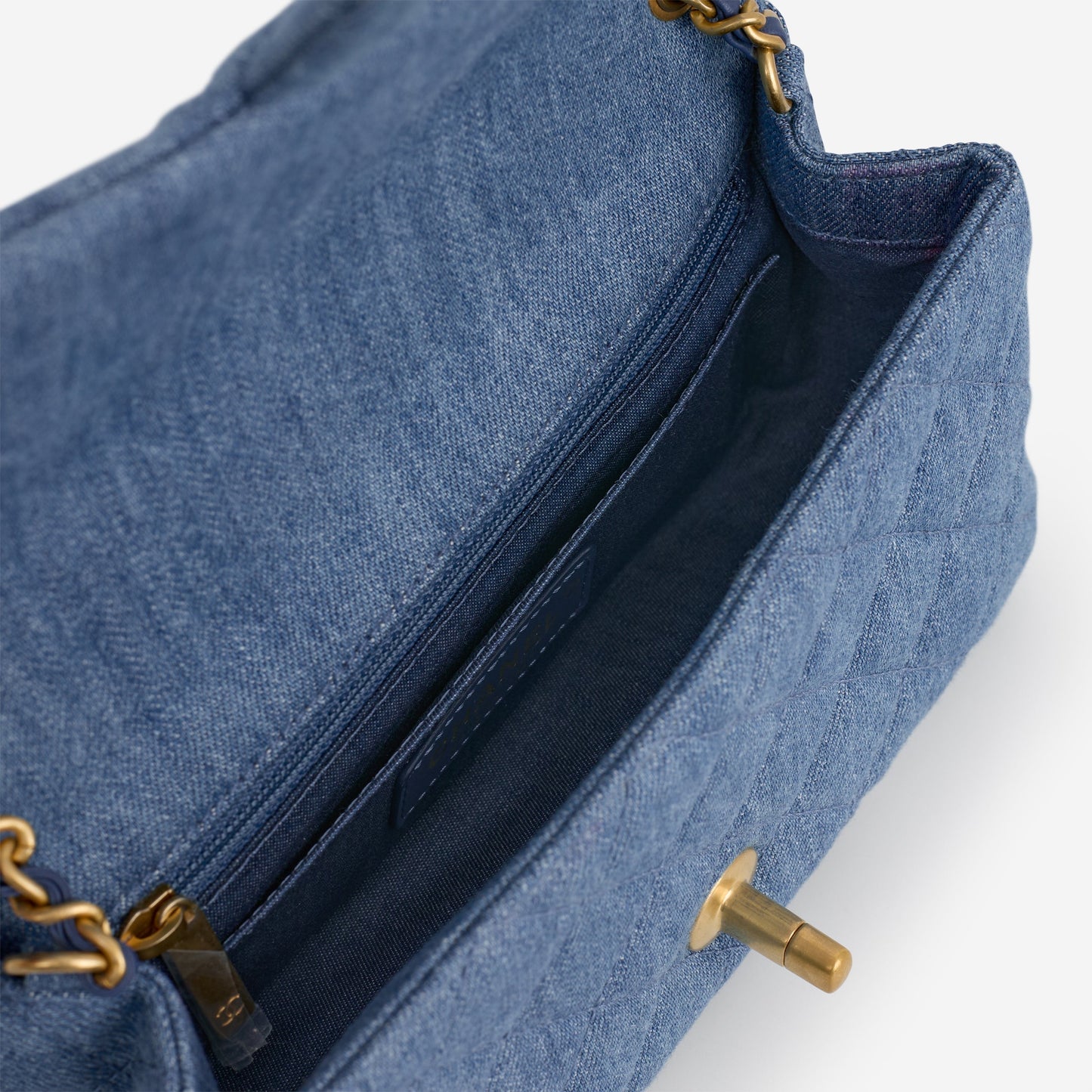Chanel Mini Rectangular Pearl Crush - Blue Denim | Gold Hardware