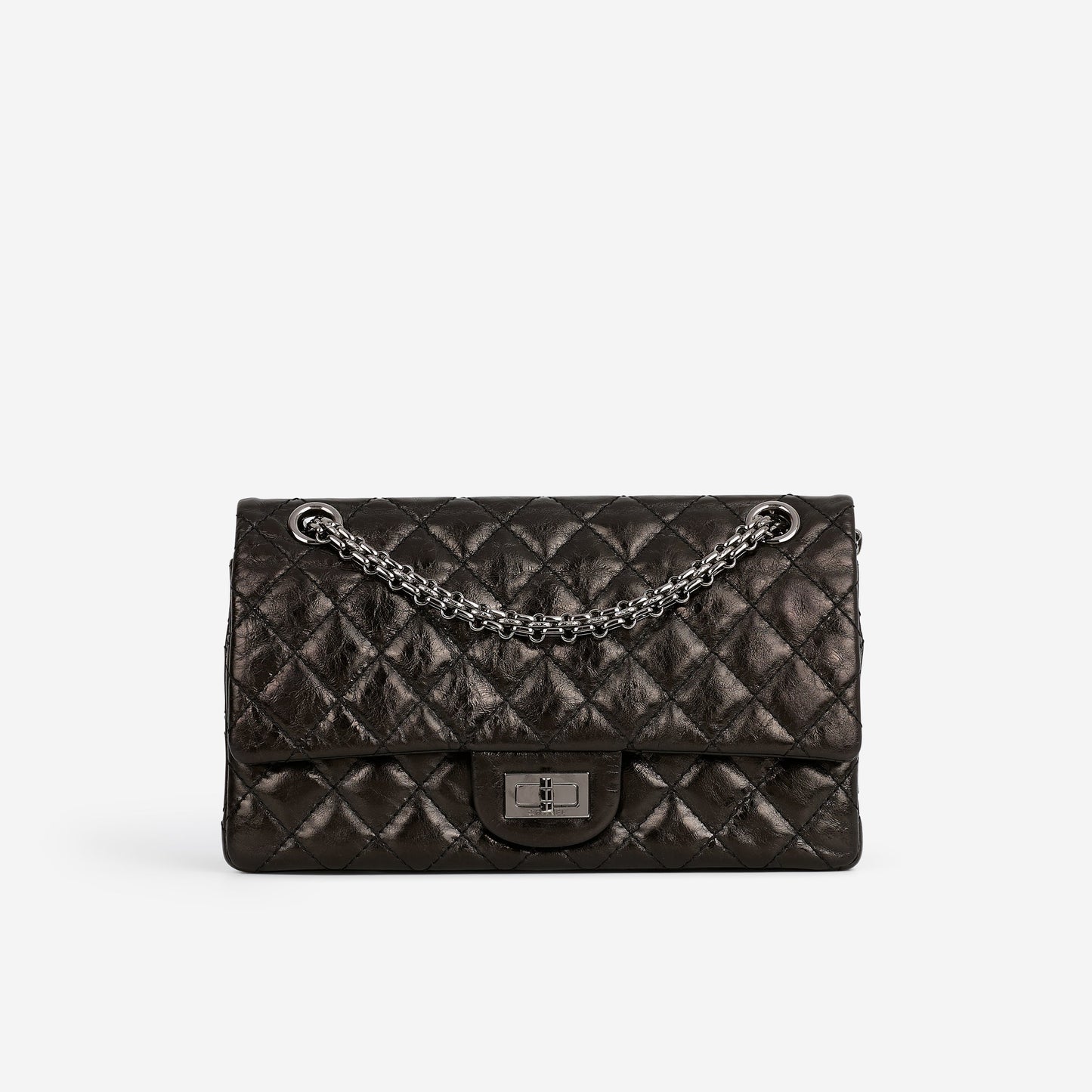 Chanel 2.55 Reissue 225 - Black Glazed Crumpled Calfskin | Gunmetal Hardware