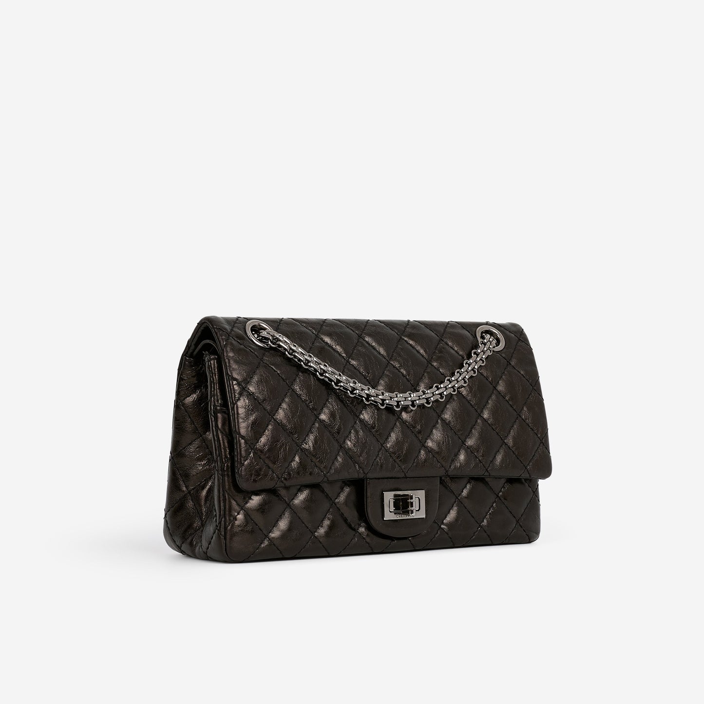 Chanel 2.55 Reissue 225 - Black Glazed Crumpled Calfskin | Gunmetal Hardware