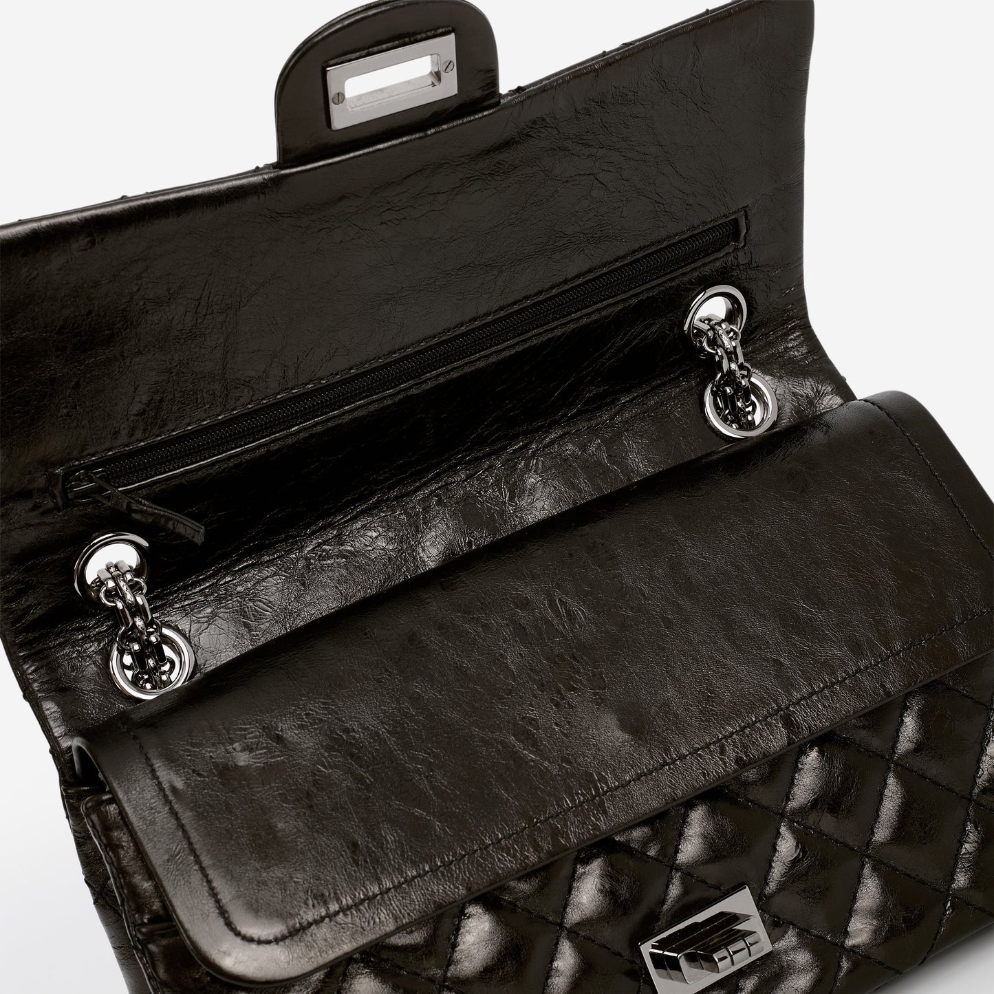 Chanel 2.55 Reissue 225 - Black Glazed Crumpled Calfskin | Gunmetal Hardware