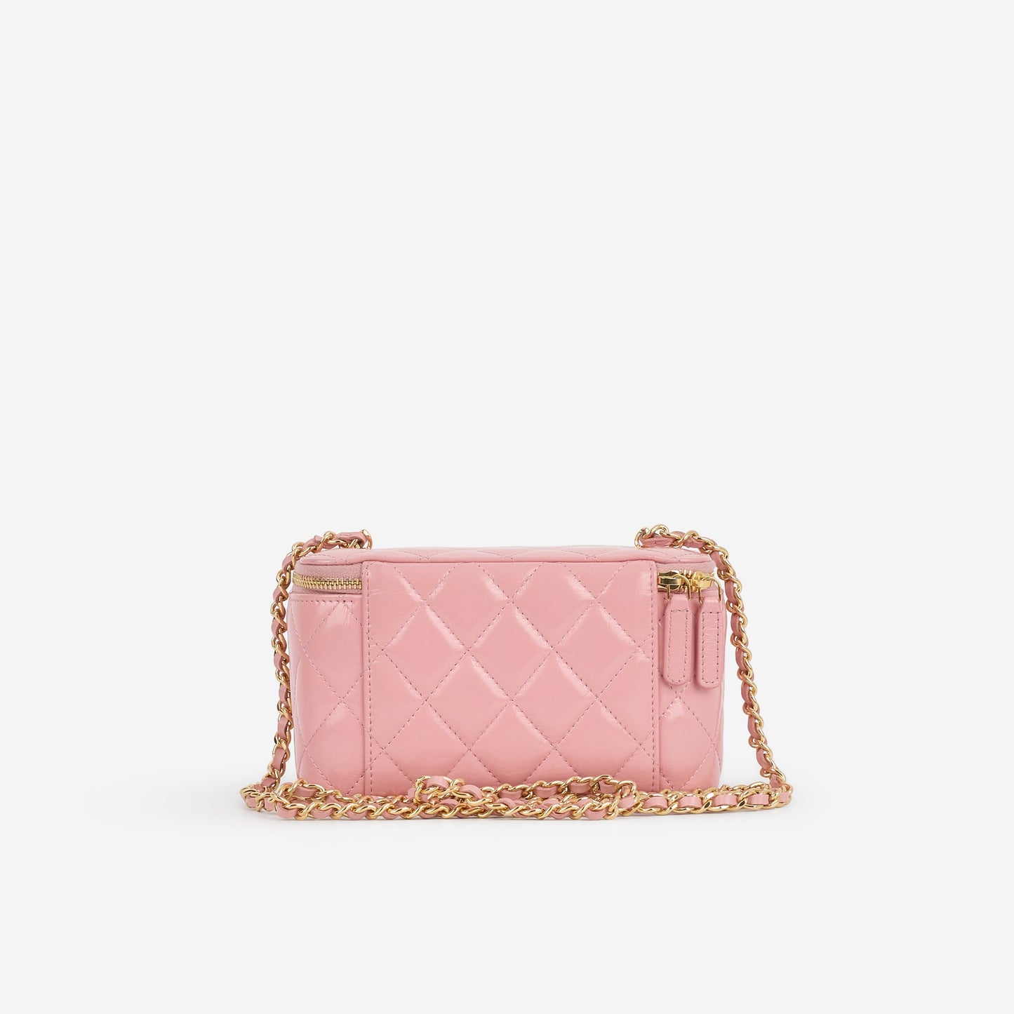 Chanel Small Vanity on Chain - Pink Shiny Calfskin | Gold Hardware
