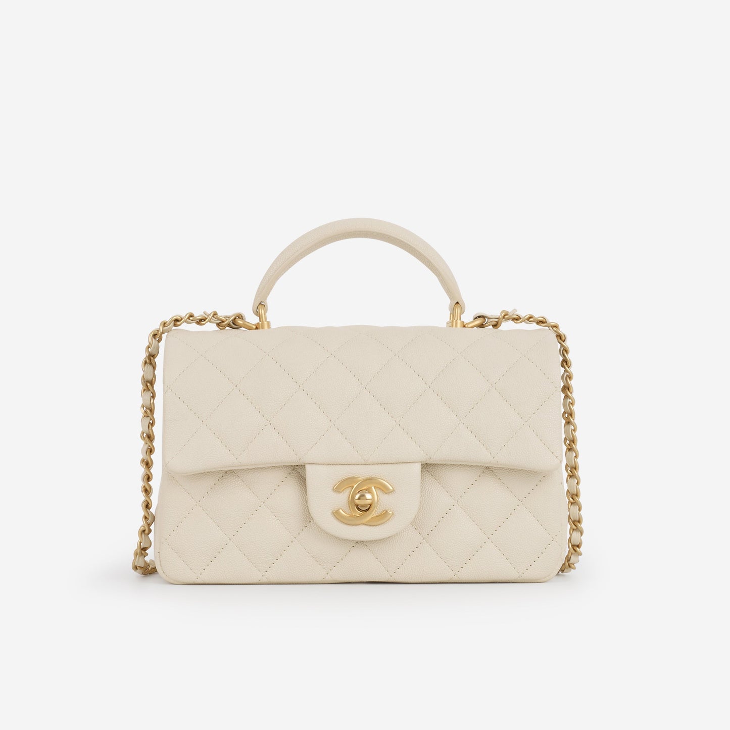 Chanel Mini Top Handle Flap - Ivory Caviar | Gold Hardware