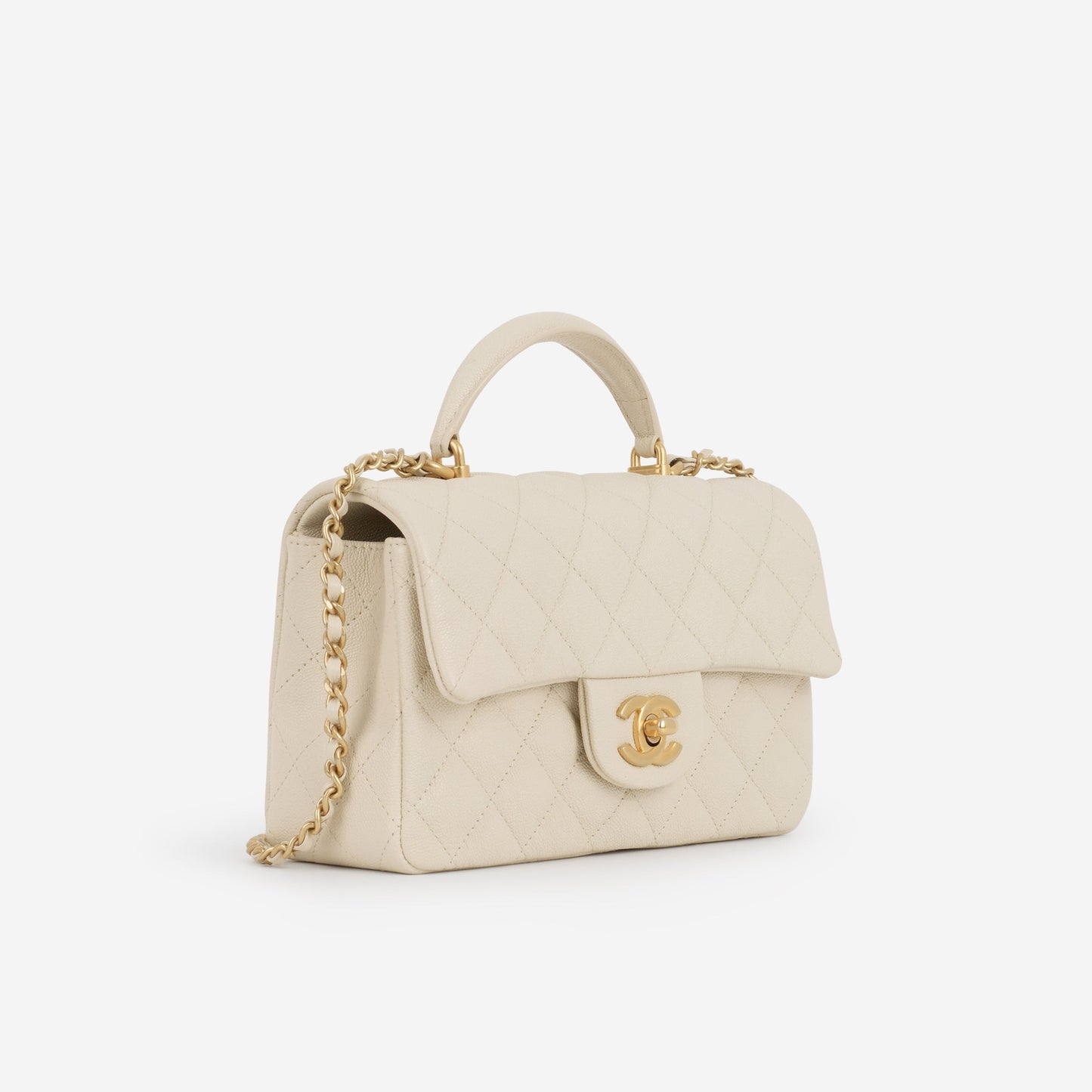 Chanel Mini Top Handle Flap - Ivory Caviar | Gold Hardware