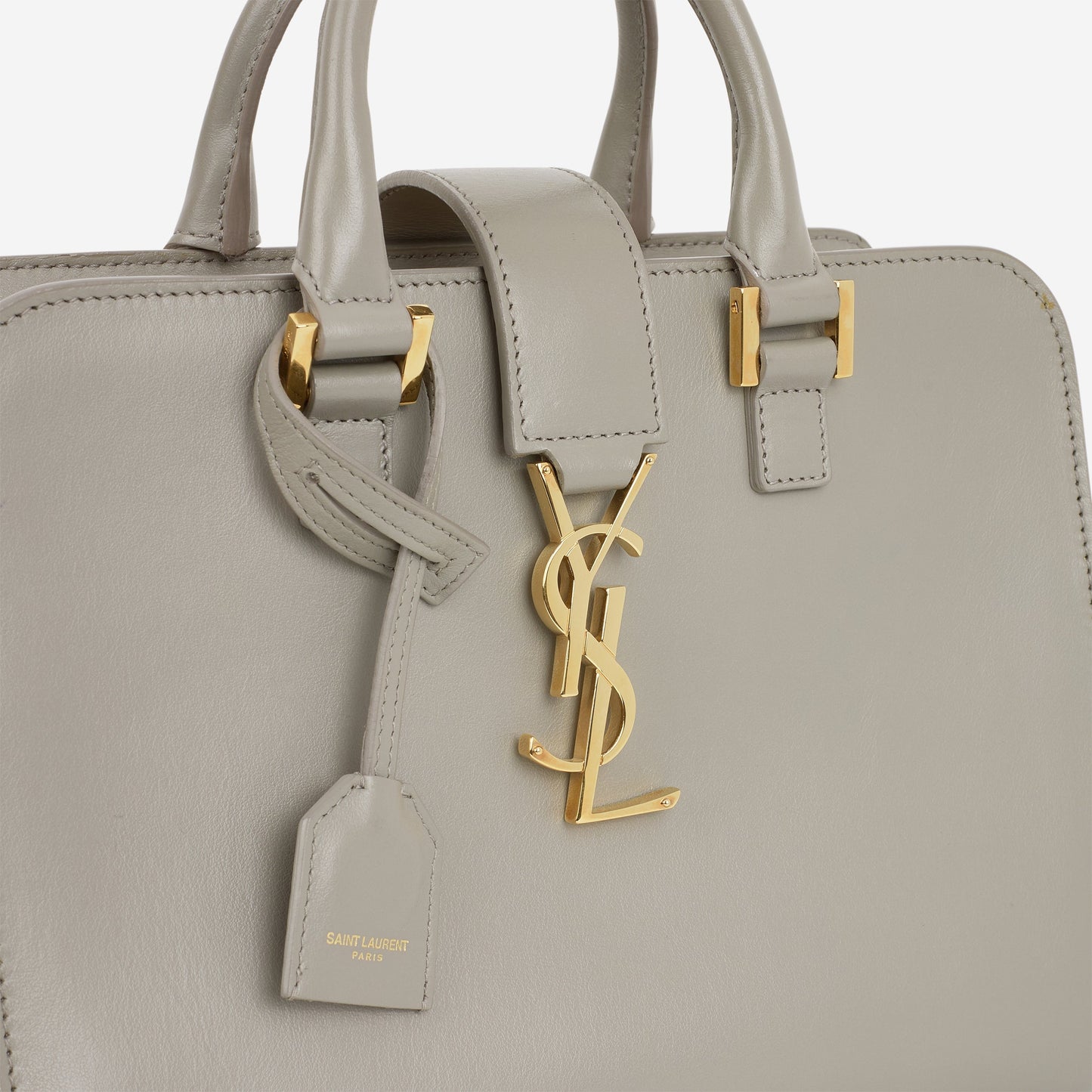 Saint Laurent Cabas Baby Tote - Grey Smooth Calfskin | Gold Hardware
