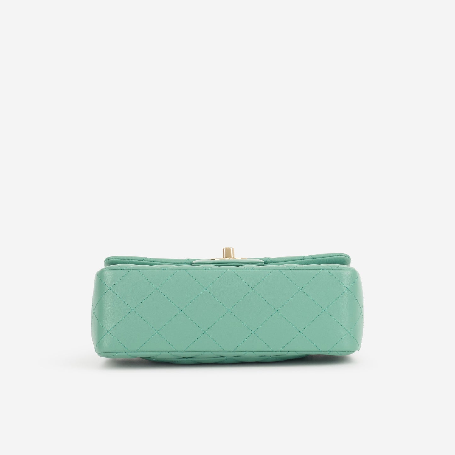 Chanel Mini Rectangular - Green Lambskin | Champagne Gold Hardware