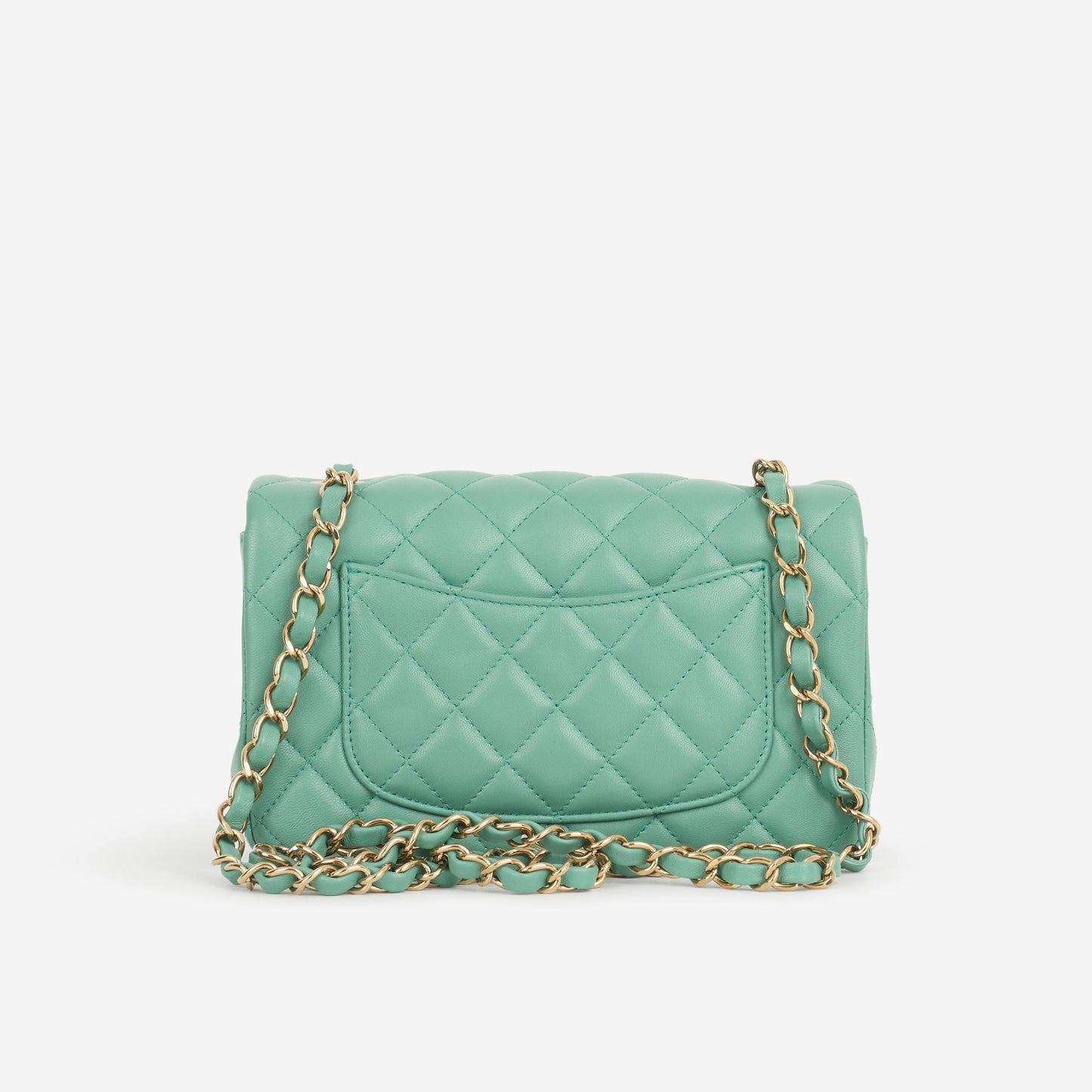 Chanel Mini Rectangular - Green Lambskin | Champagne Gold Hardware