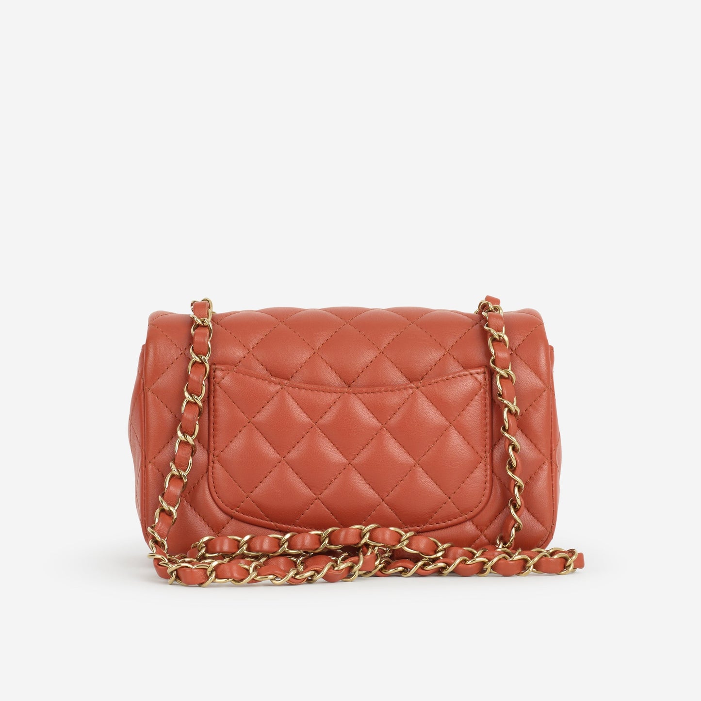 Chanel Mini Rectangular - Brick Red Lambskin | Champagne Gold Hardware