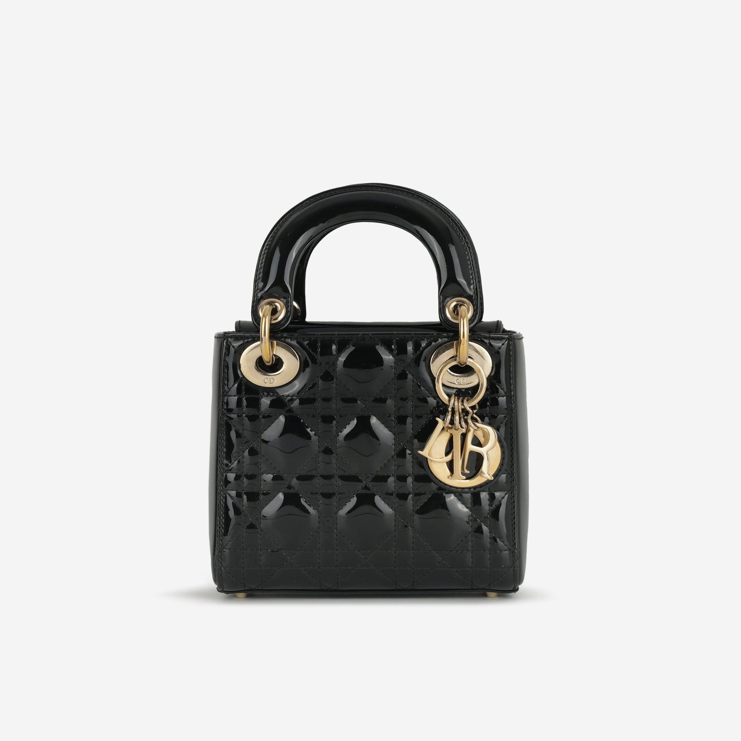 Dior Mini Lady Dior - Black Patent | Champagne Gold Hardware