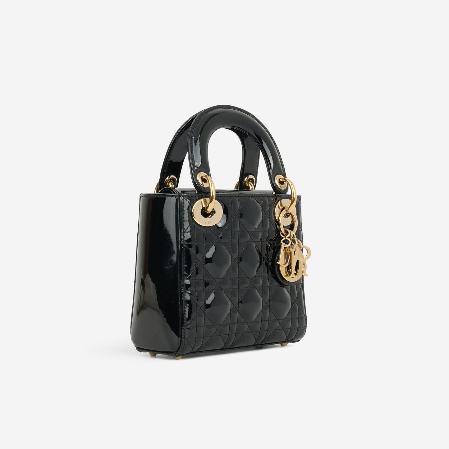 Dior Mini Lady Dior - Black Patent | Champagne Gold Hardware