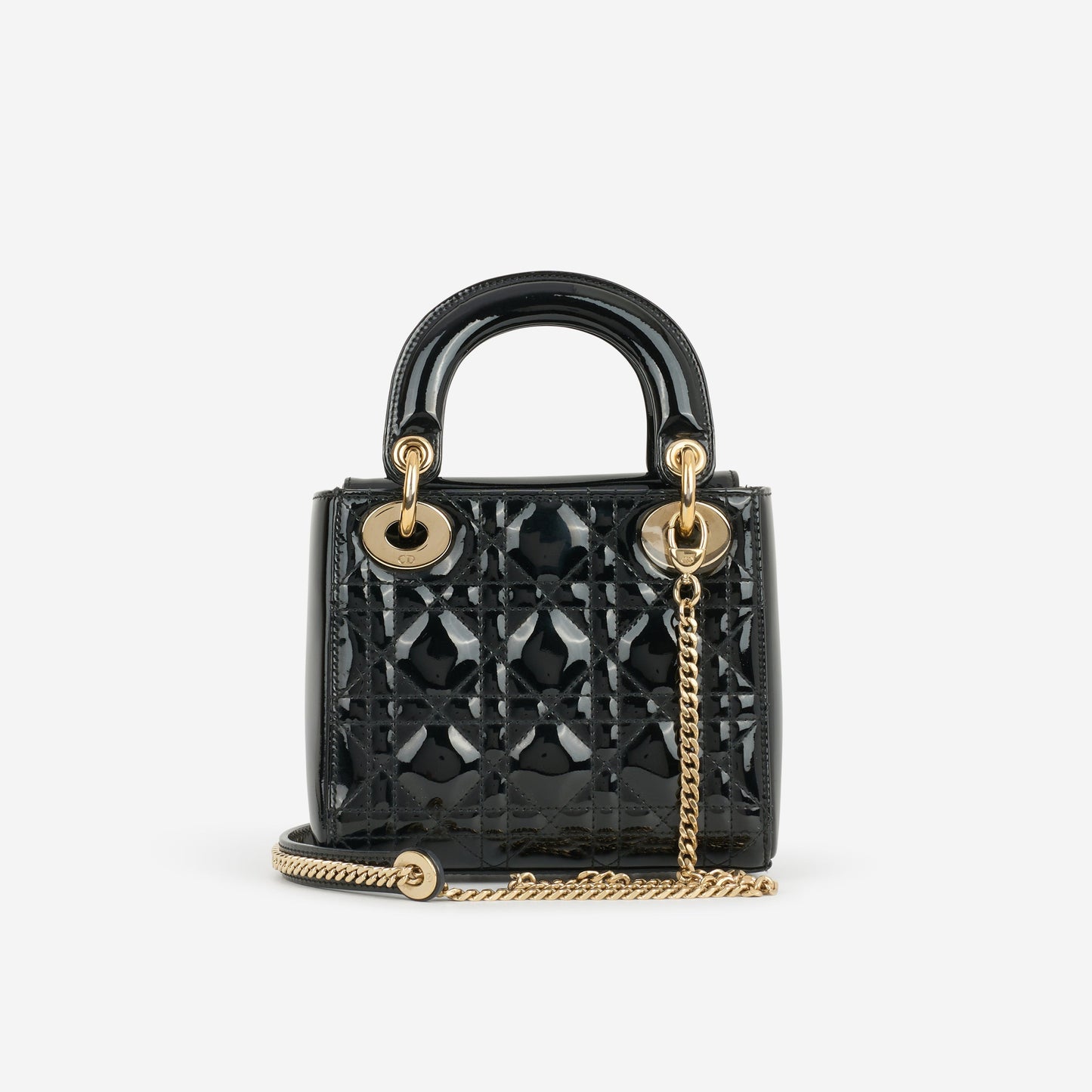 Dior Mini Lady Dior - Black Patent | Champagne Gold Hardware