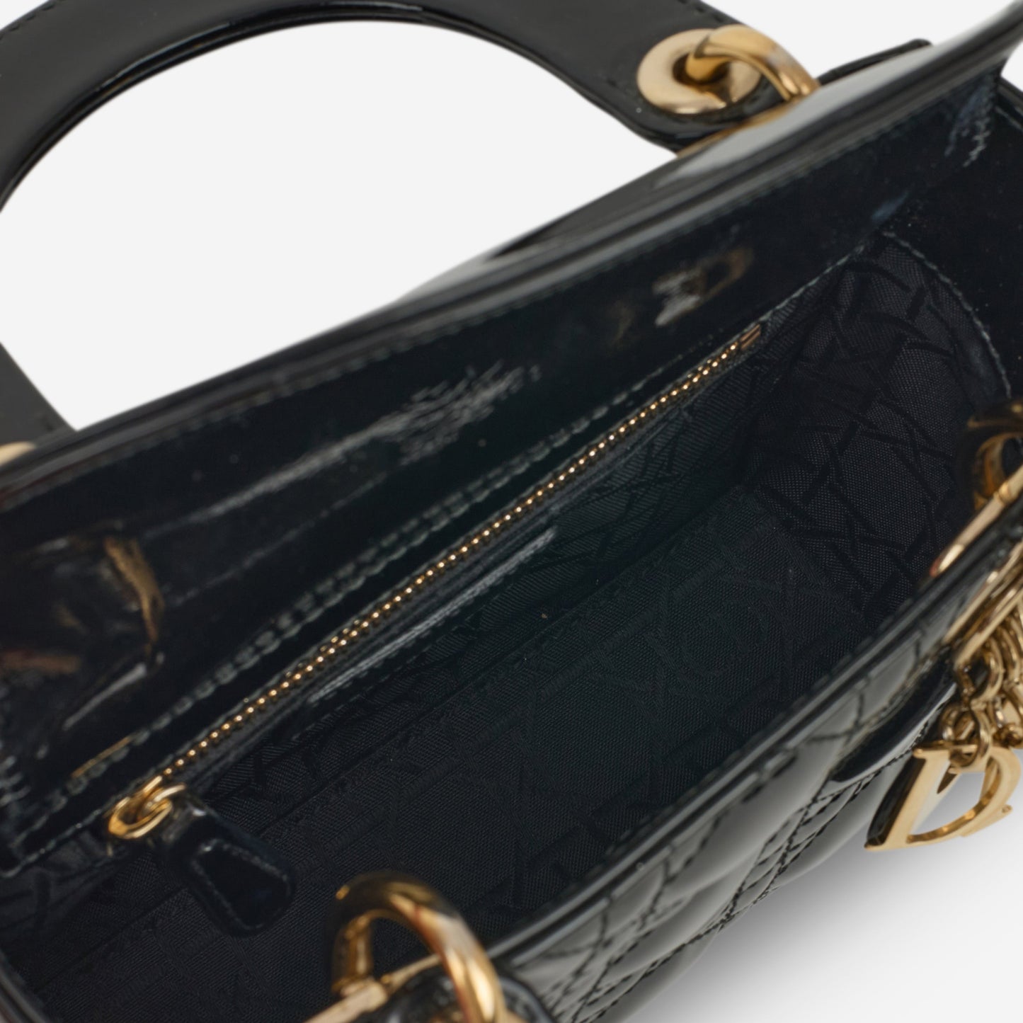 Dior Mini Lady Dior - Black Patent | Champagne Gold Hardware