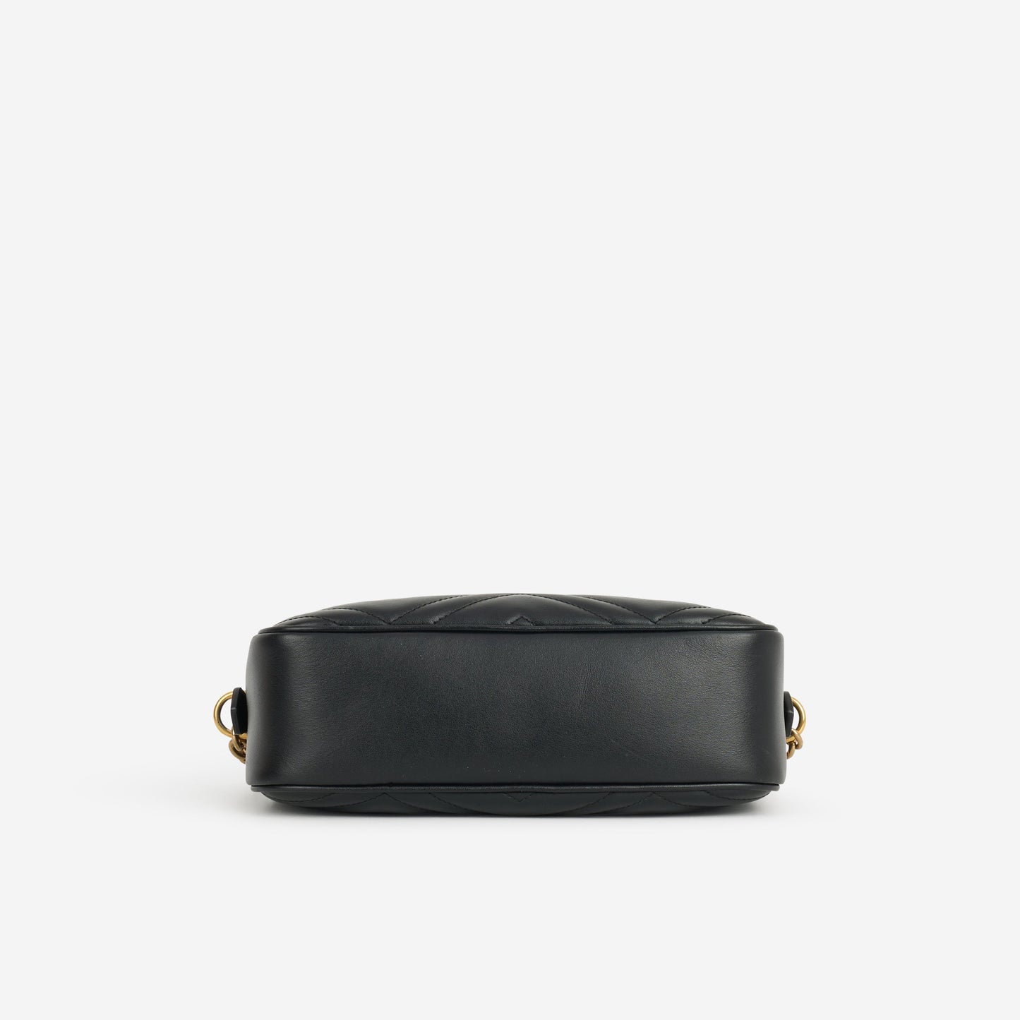 Gucci GG Marmont Camera Bag - Black Chevron Calfskin | Gold Hardware