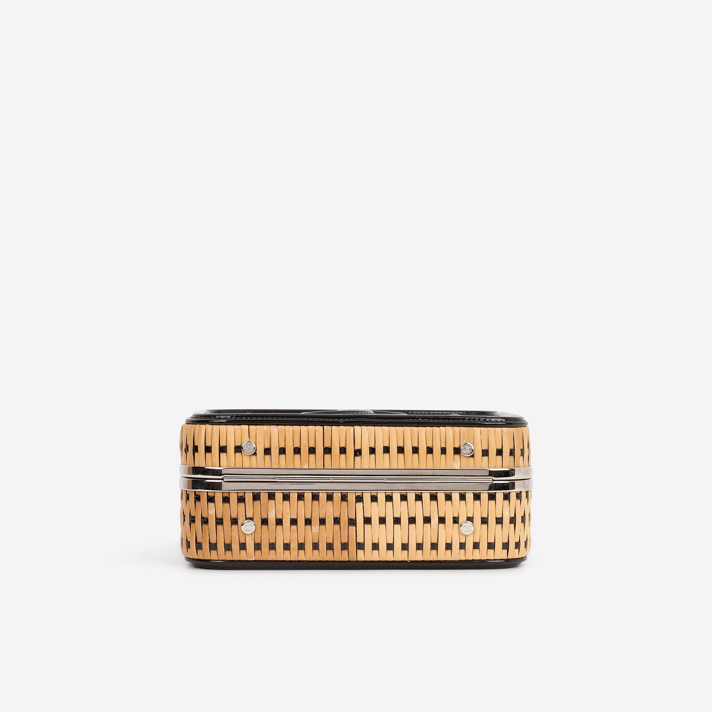 Chanel Medium Filigree CC Vanity Case - Beige/Black Patent | Silver Hardware