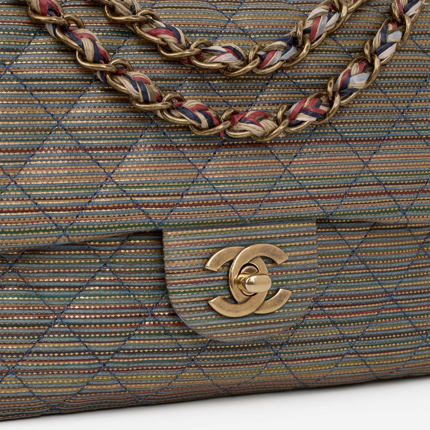 Chanel Paris-Seoul Small Flap - Rainbow Metallic Raffia | Aged Gold Hardware