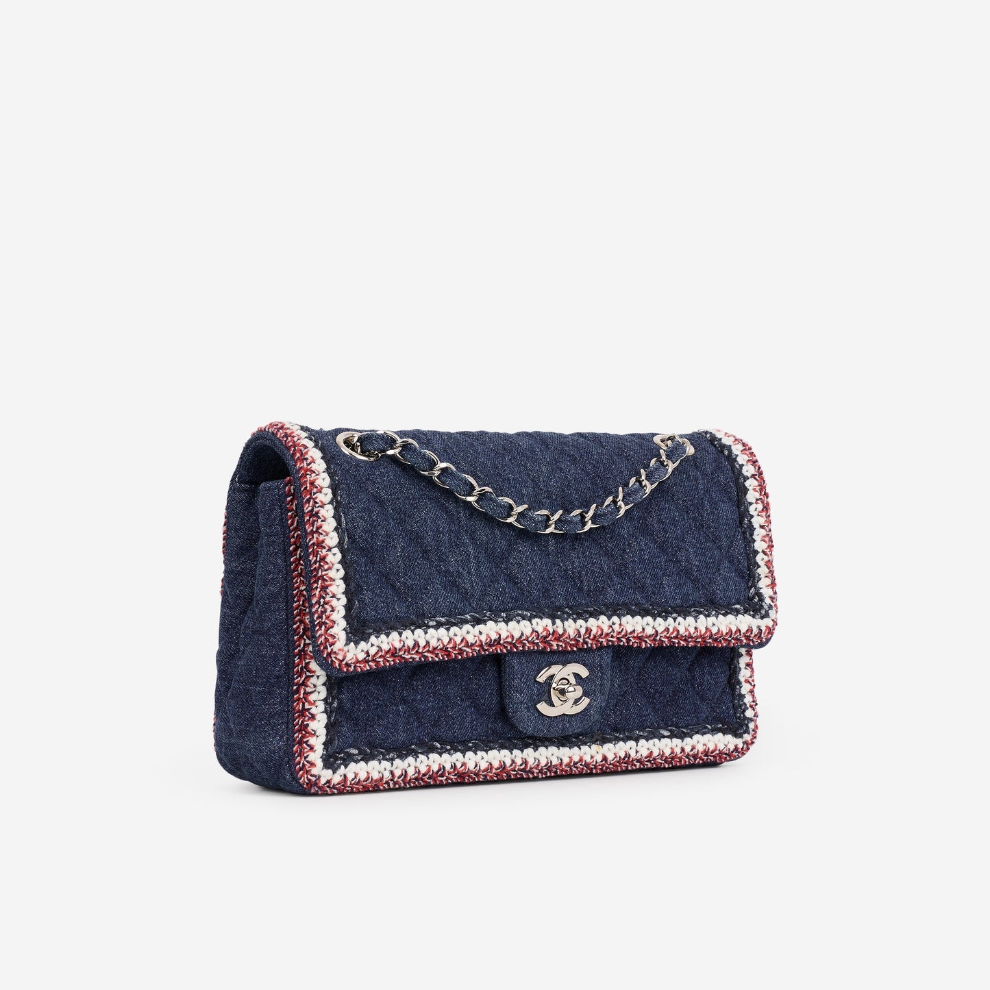 Chanel Chanel Frame Flap - Blue Denim / Braided Tweed | Silver Hardware