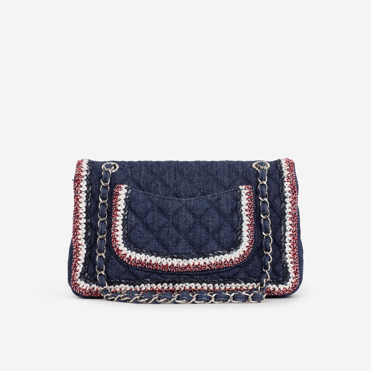 Chanel Chanel Frame Flap - Blue Denim / Braided Tweed | Silver Hardware