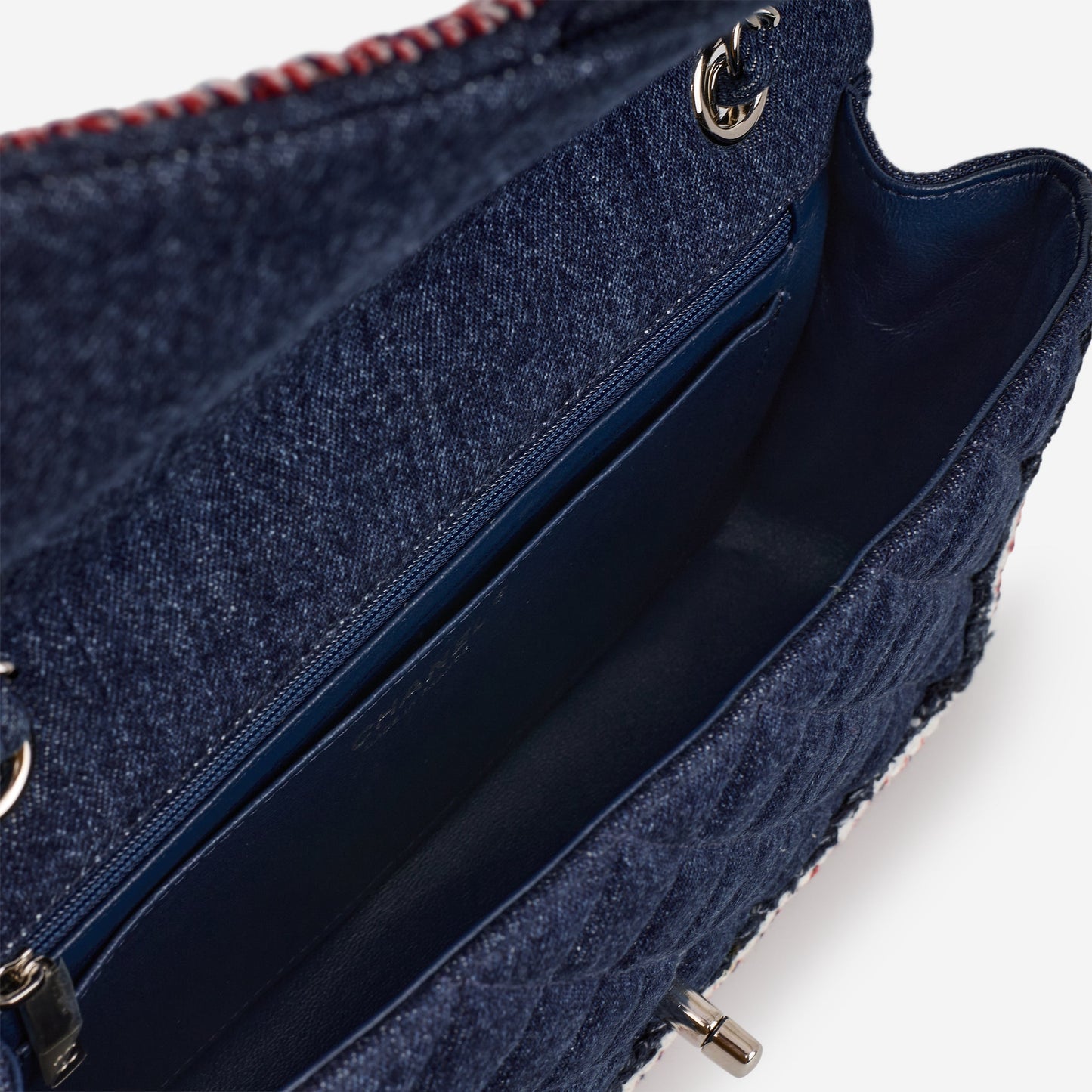 Chanel Chanel Frame Flap - Blue Denim / Braided Tweed | Silver Hardware