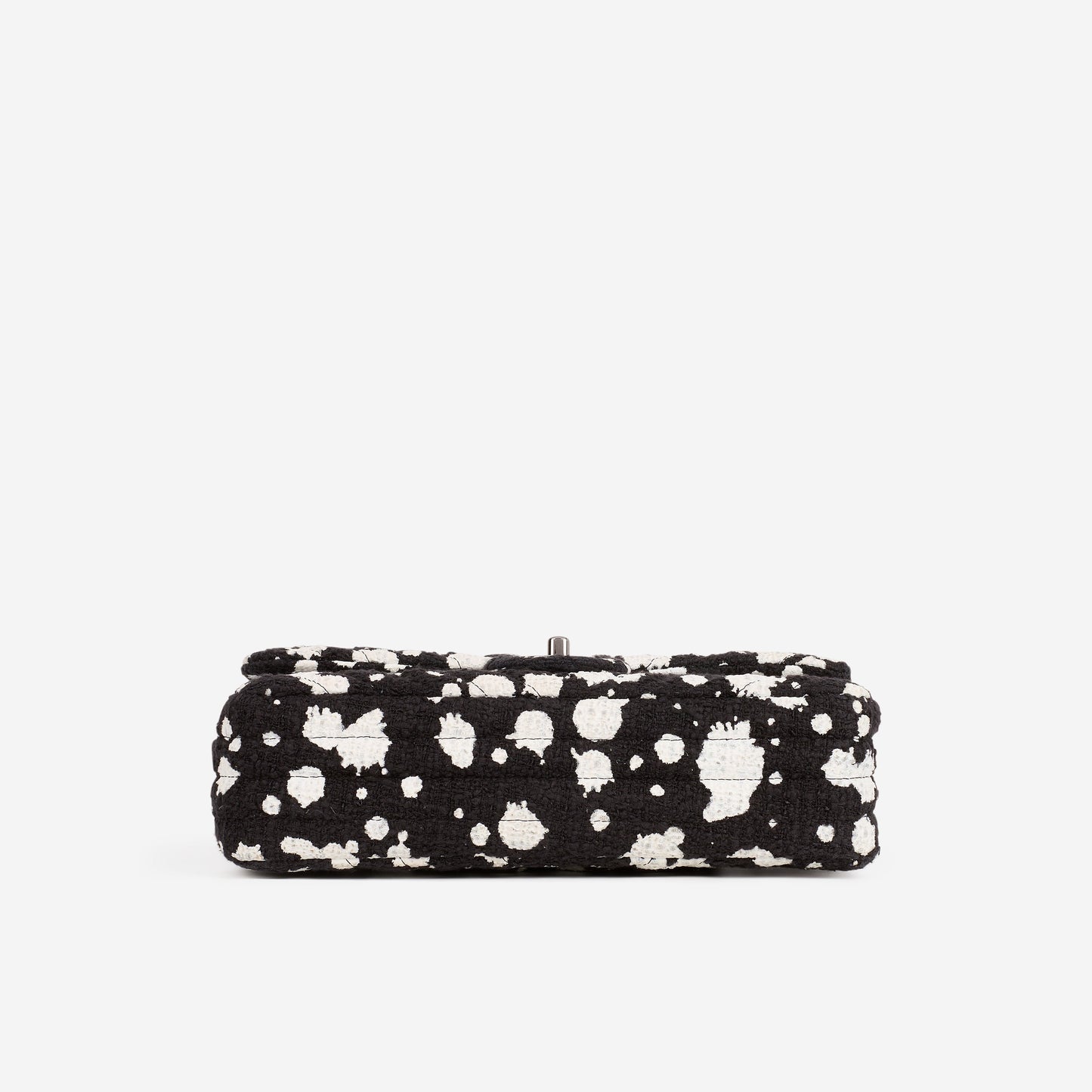 Chanel Medium Classic Flap Bag - Black / White Splatter Tweed | Silver Hardware