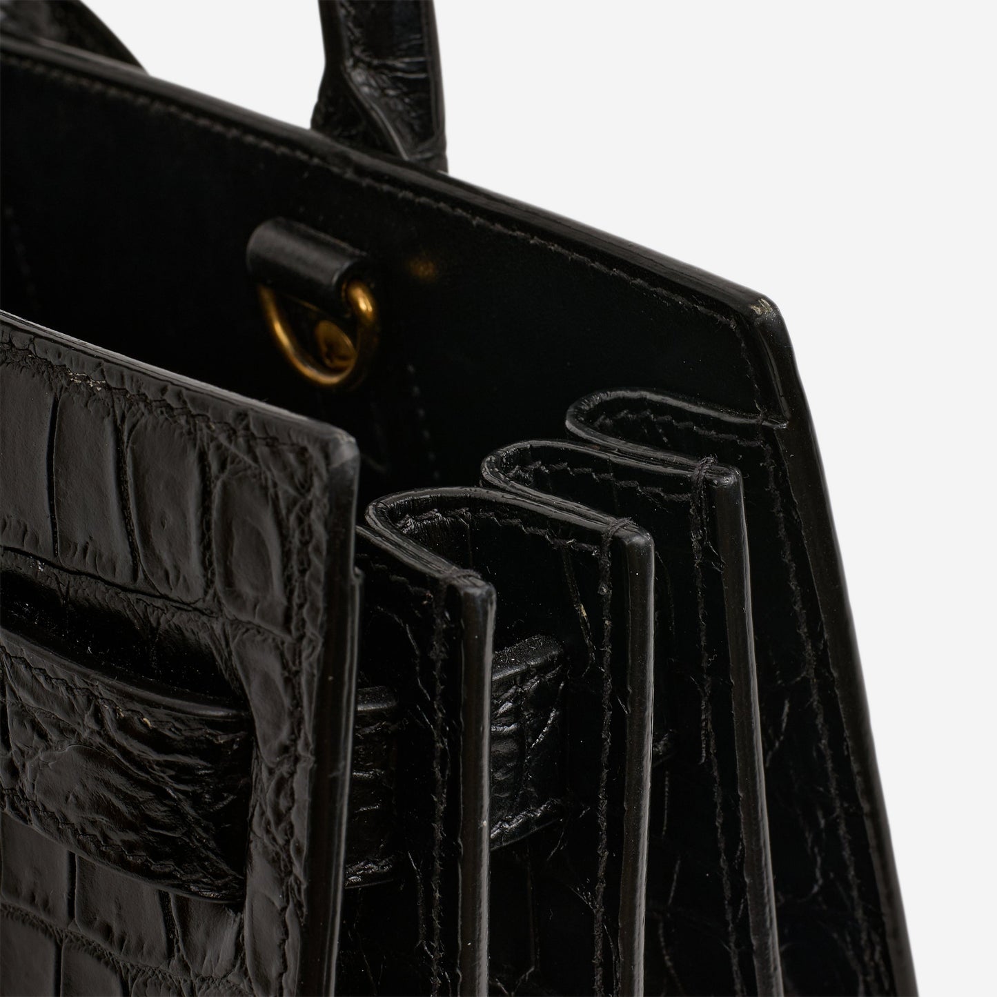 Saint Laurent Nano Sac De Jour - Black Croc Embossed | Gold Hardware