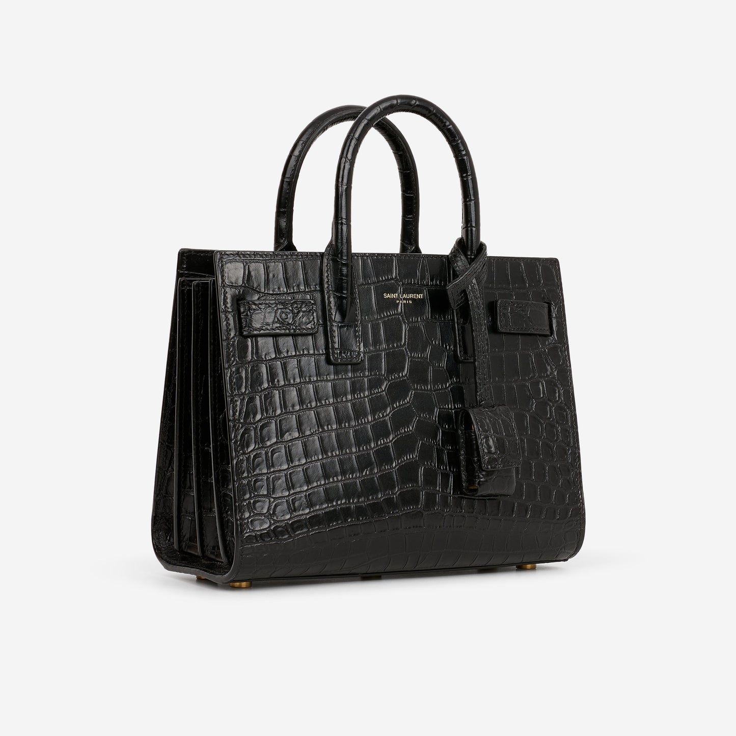 Saint Laurent Nano Sac De Jour - Black Croc Embossed | Gold Hardware