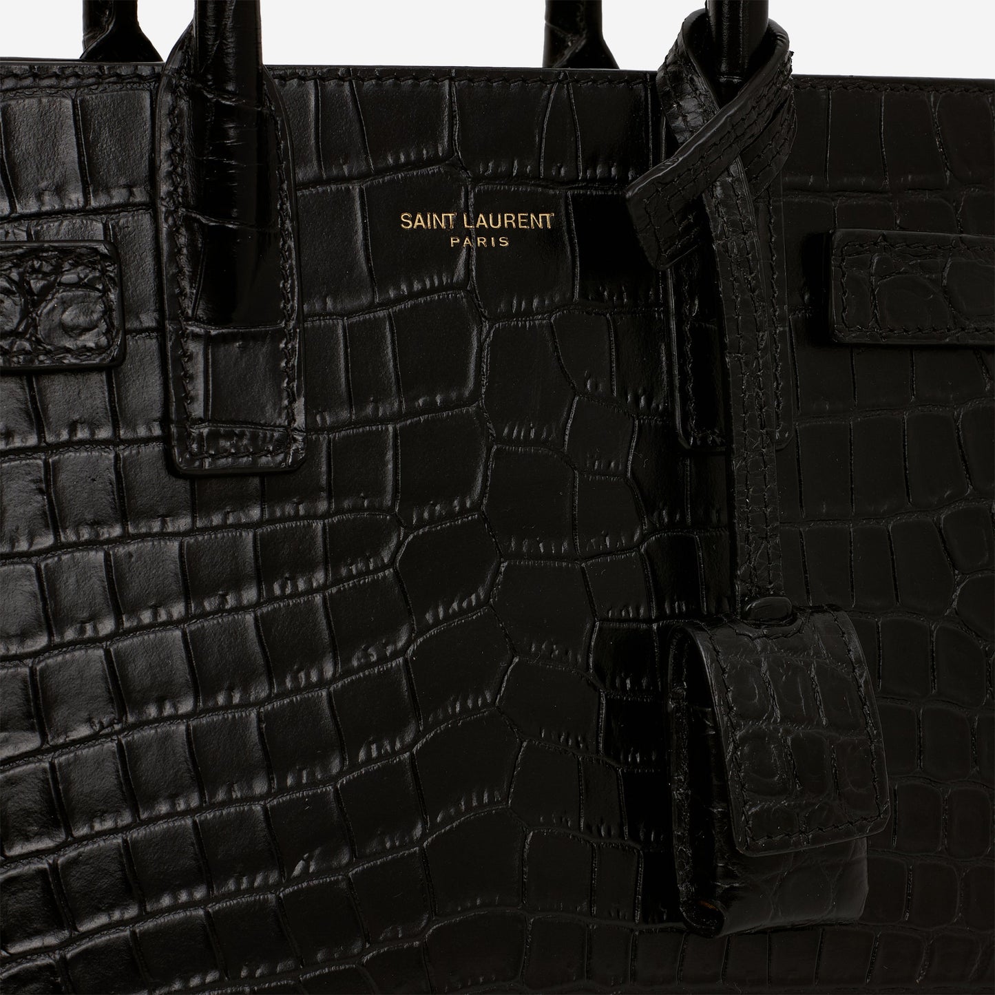 Saint Laurent Nano Sac De Jour - Black Croc Embossed | Gold Hardware