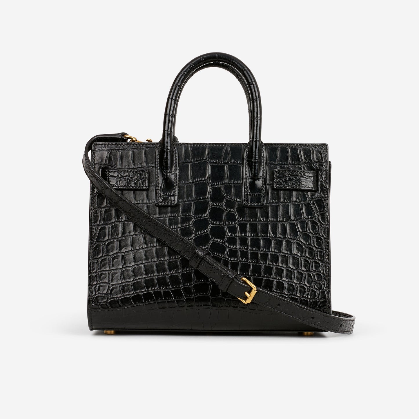 Saint Laurent Nano Sac De Jour - Black Croc Embossed | Gold Hardware