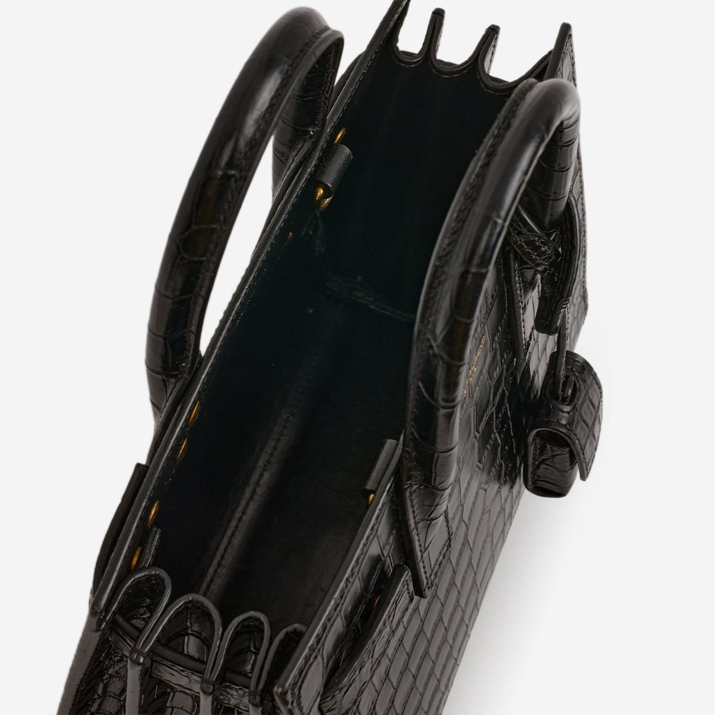 Saint Laurent Nano Sac De Jour - Black Croc Embossed | Gold Hardware