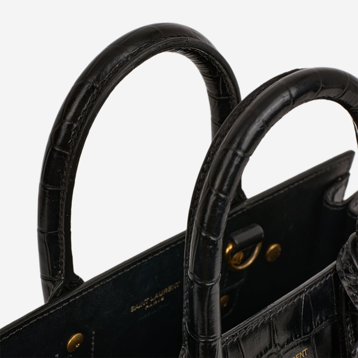 Saint Laurent Nano Sac De Jour - Black Croc Embossed | Gold Hardware