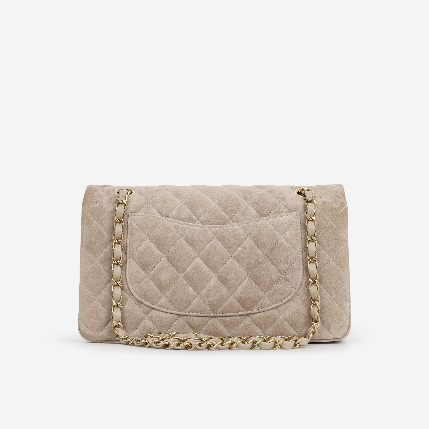 Chanel Medium Classic Flap - Grey Suede | Champagne Gold Hardware