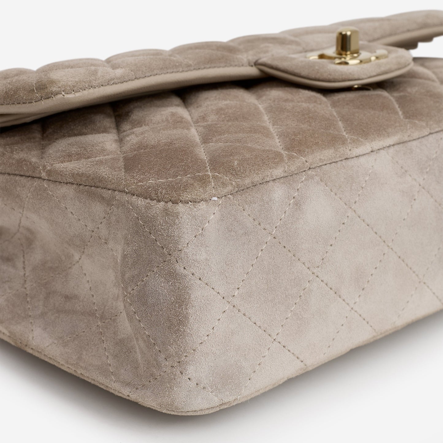 Chanel Medium Classic Flap - Grey Suede | Champagne Gold Hardware