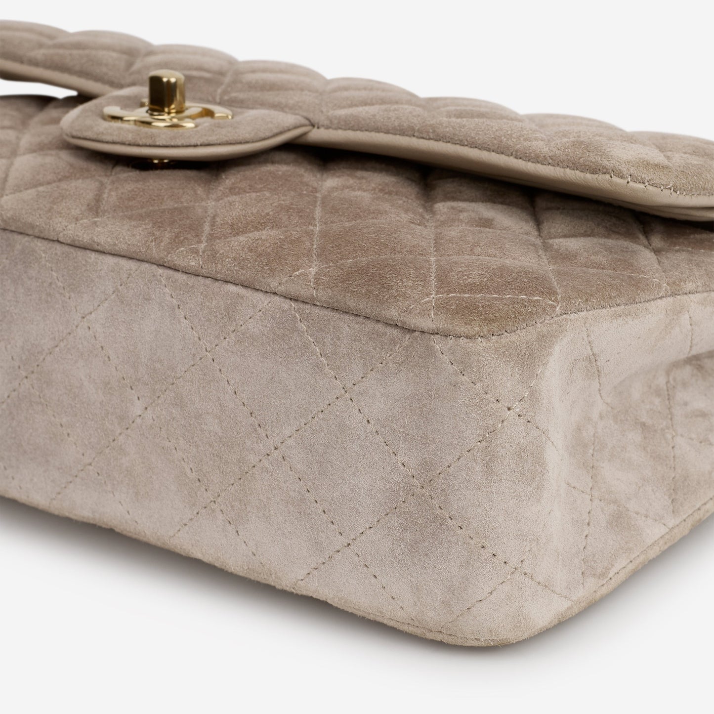 Chanel Medium Classic Flap - Grey Suede | Champagne Gold Hardware