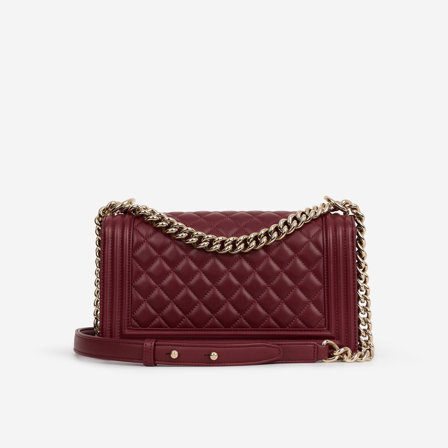Chanel Old Medium Boy Bag - Burgundy Lambskin | Champagne Gold Hardware