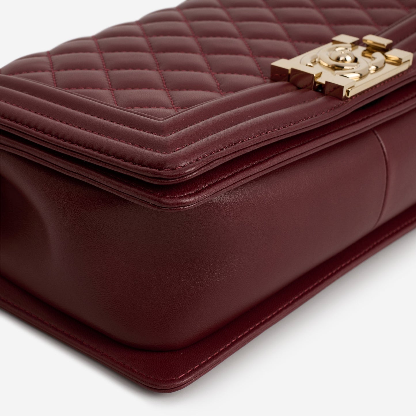 Chanel Old Medium Boy Bag - Burgundy Lambskin | Champagne Gold Hardware