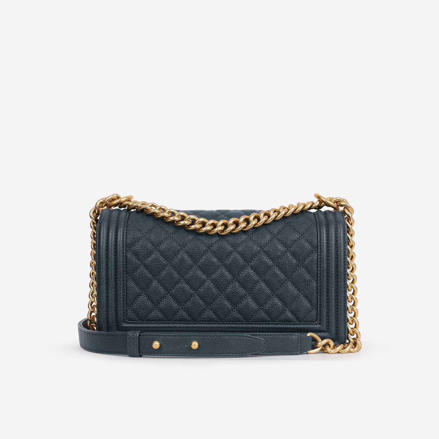 Chanel Old Medium Boy Bag - Navy Caviar | Gold Hardware