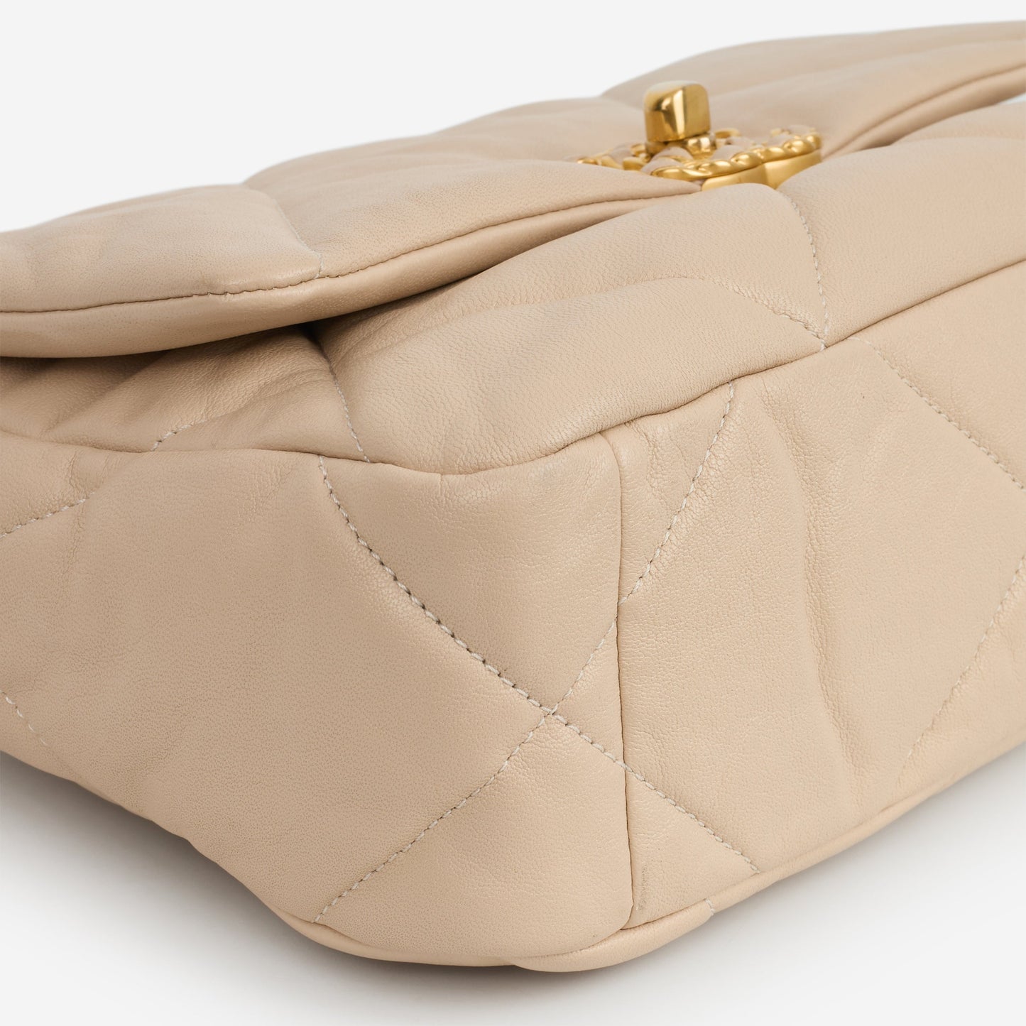 Chanel Small 19 Flap Bag - Beige Lambskin | Mixed Metal Hardware