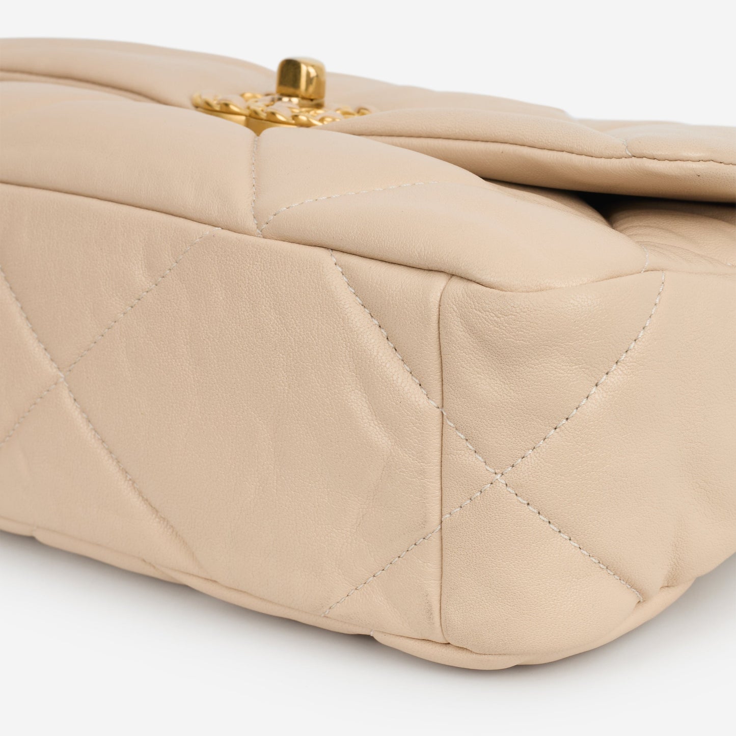 Chanel Small 19 Flap Bag - Beige Lambskin | Mixed Metal Hardware