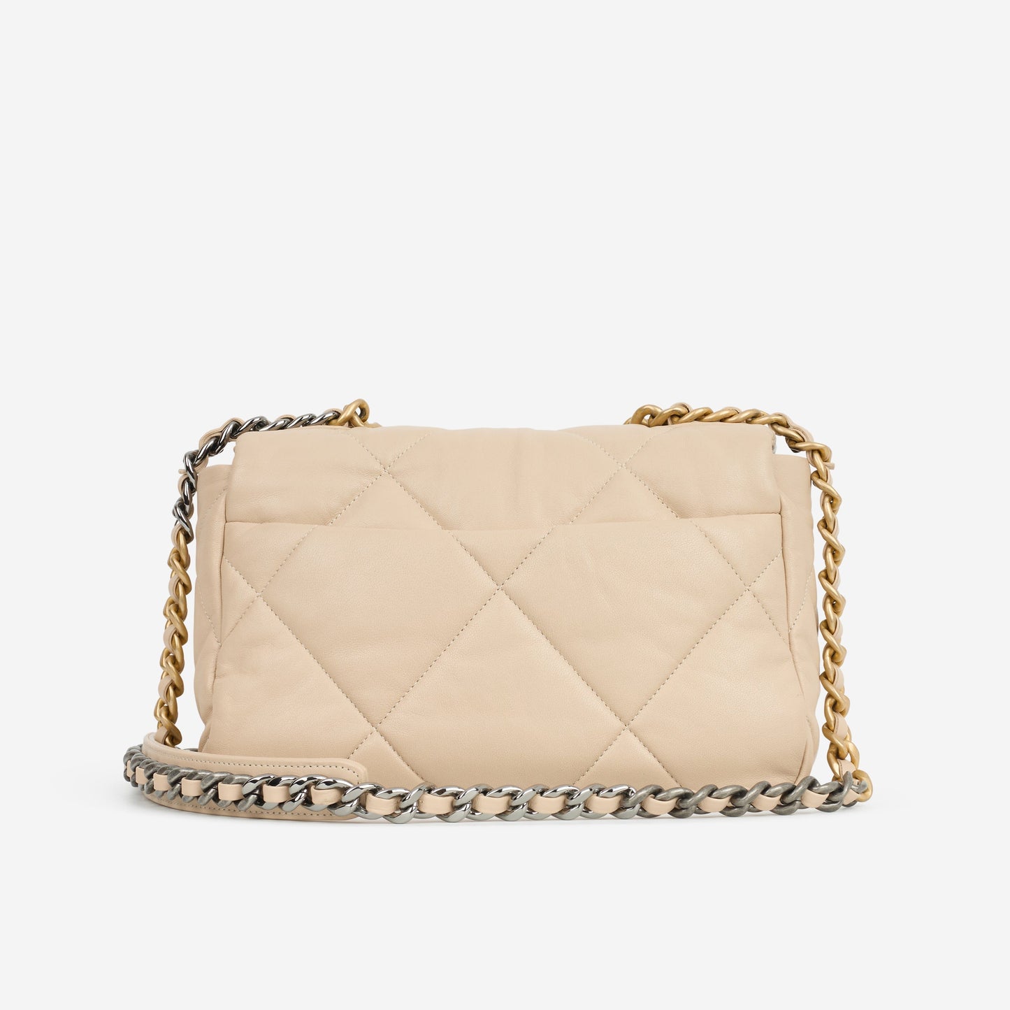 Chanel Small 19 Flap Bag - Beige Lambskin | Mixed Metal Hardware