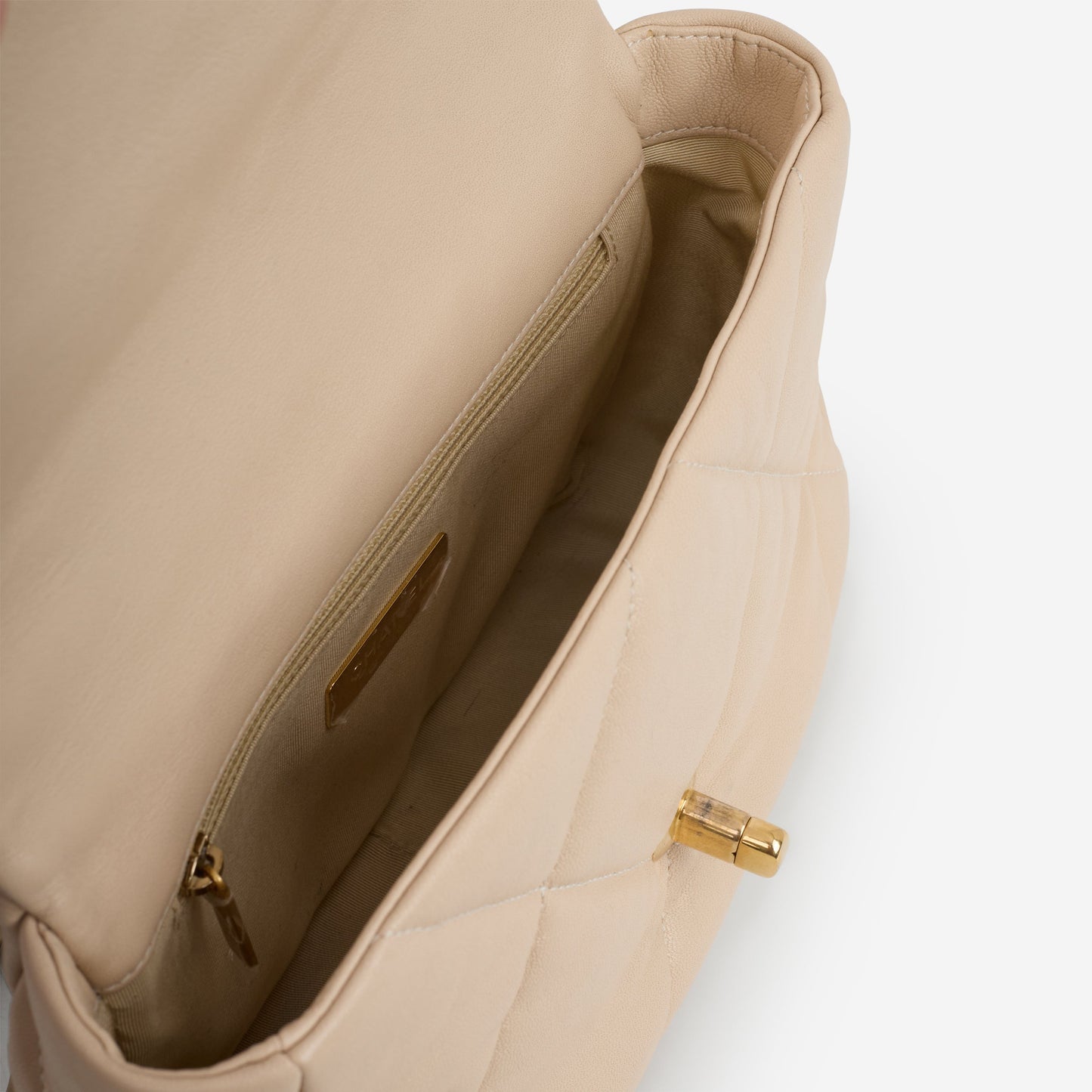 Chanel Small 19 Flap Bag - Beige Lambskin | Mixed Metal Hardware
