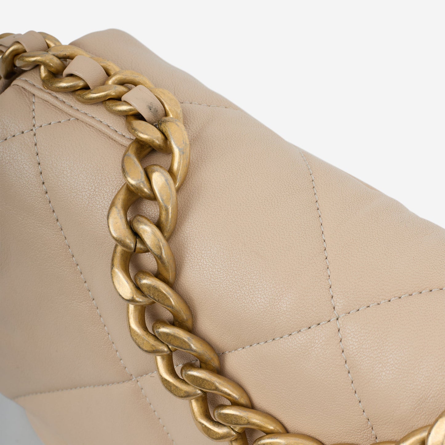 Chanel Small 19 Flap Bag - Beige Lambskin | Mixed Metal Hardware