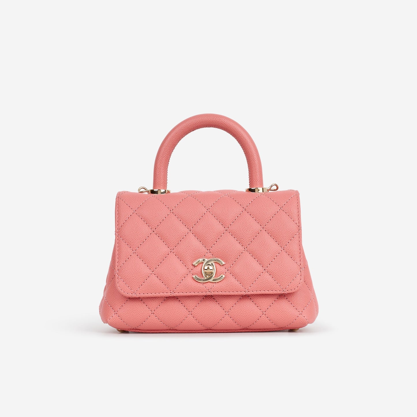 Chanel Mini Coco Handle - Coral Pink Caviar | Champagne Gold Hardware