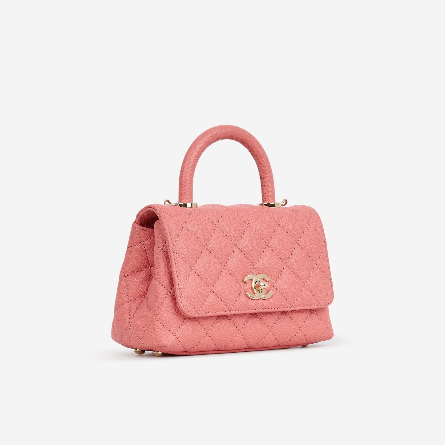Chanel Mini Coco Handle - Coral Pink Caviar | Champagne Gold Hardware