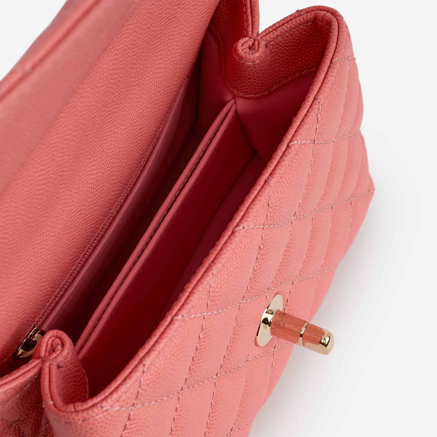 Chanel Mini Coco Handle - Coral Pink Caviar | Champagne Gold Hardware