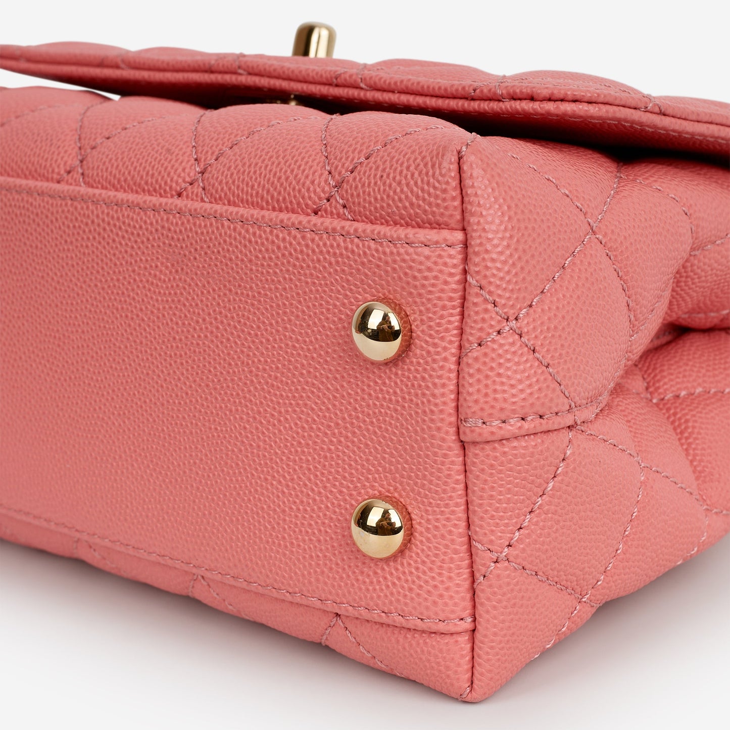 Chanel Mini Coco Handle - Coral Pink Caviar | Champagne Gold Hardware