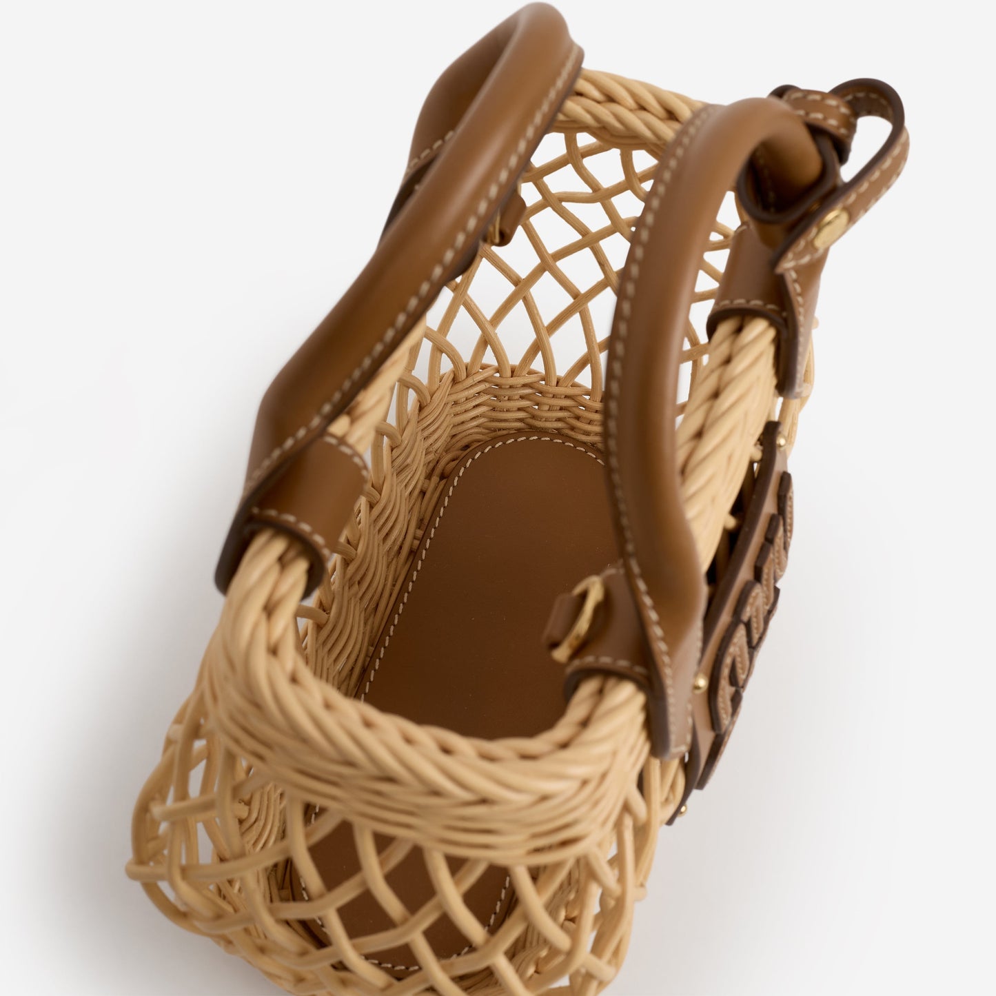 Miu Miu Mini Woven Basket - Natural Rattan Calfskin | Gold Hardware