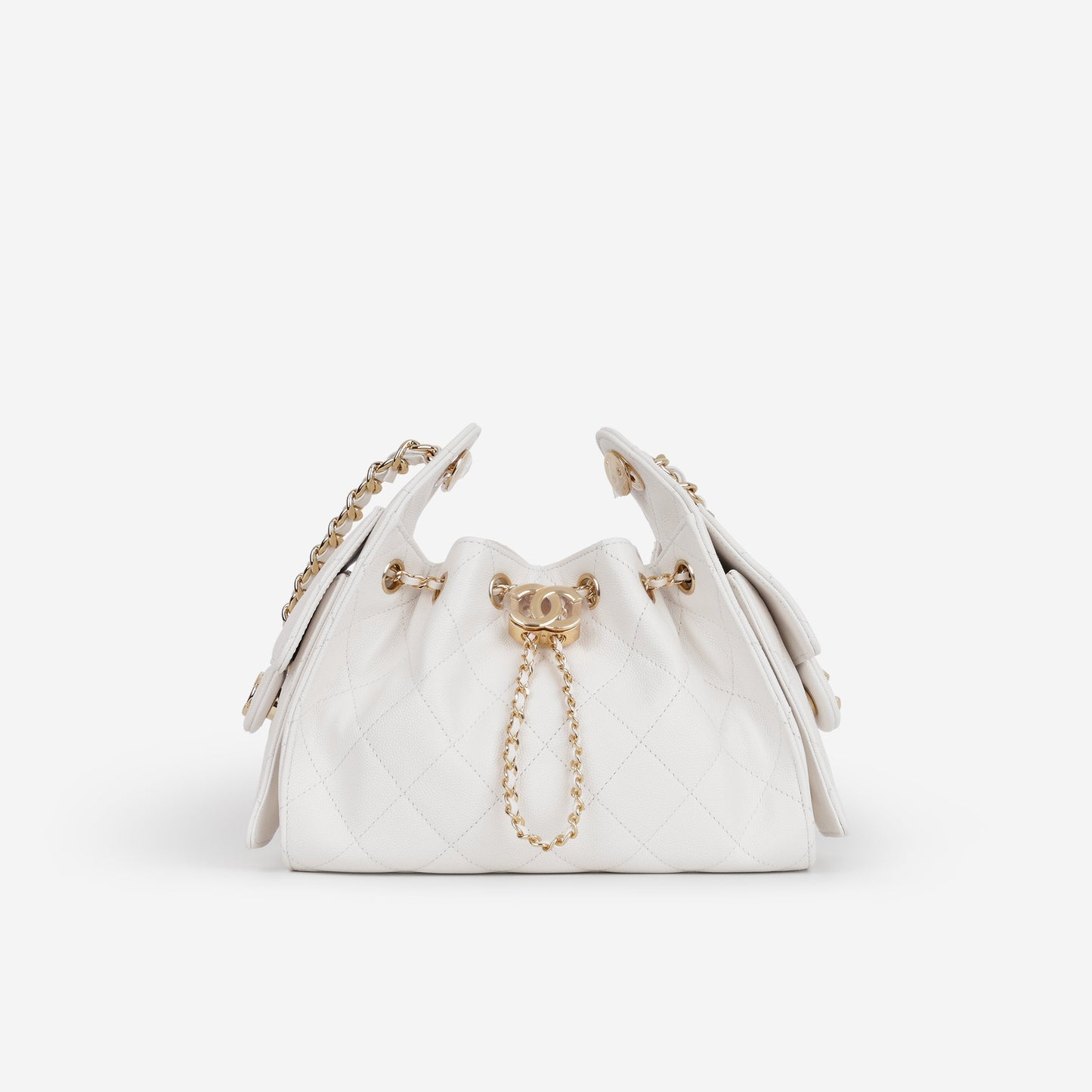 Chanel Mini 25 Hobo - White Caviar Polished | Gold Hardware