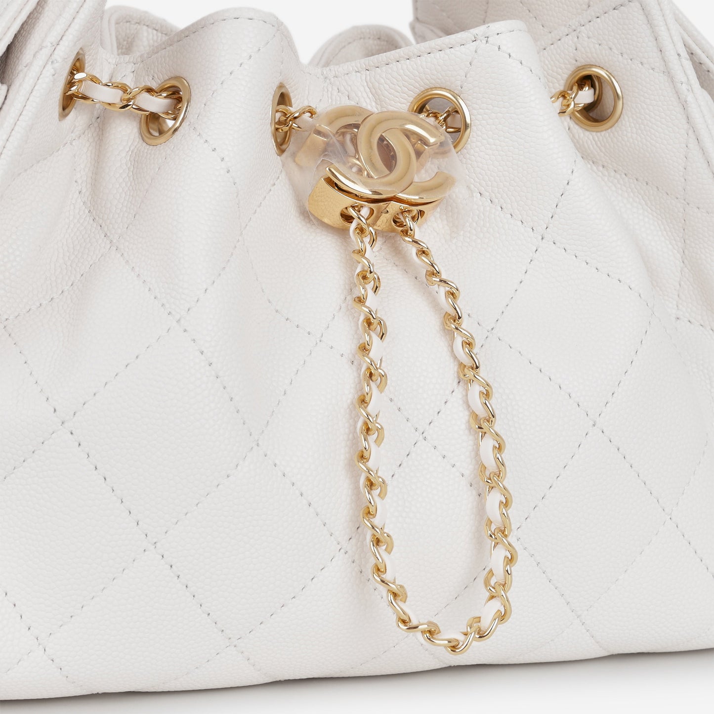 Chanel Mini 25 Hobo - White Caviar Polished | Gold Hardware