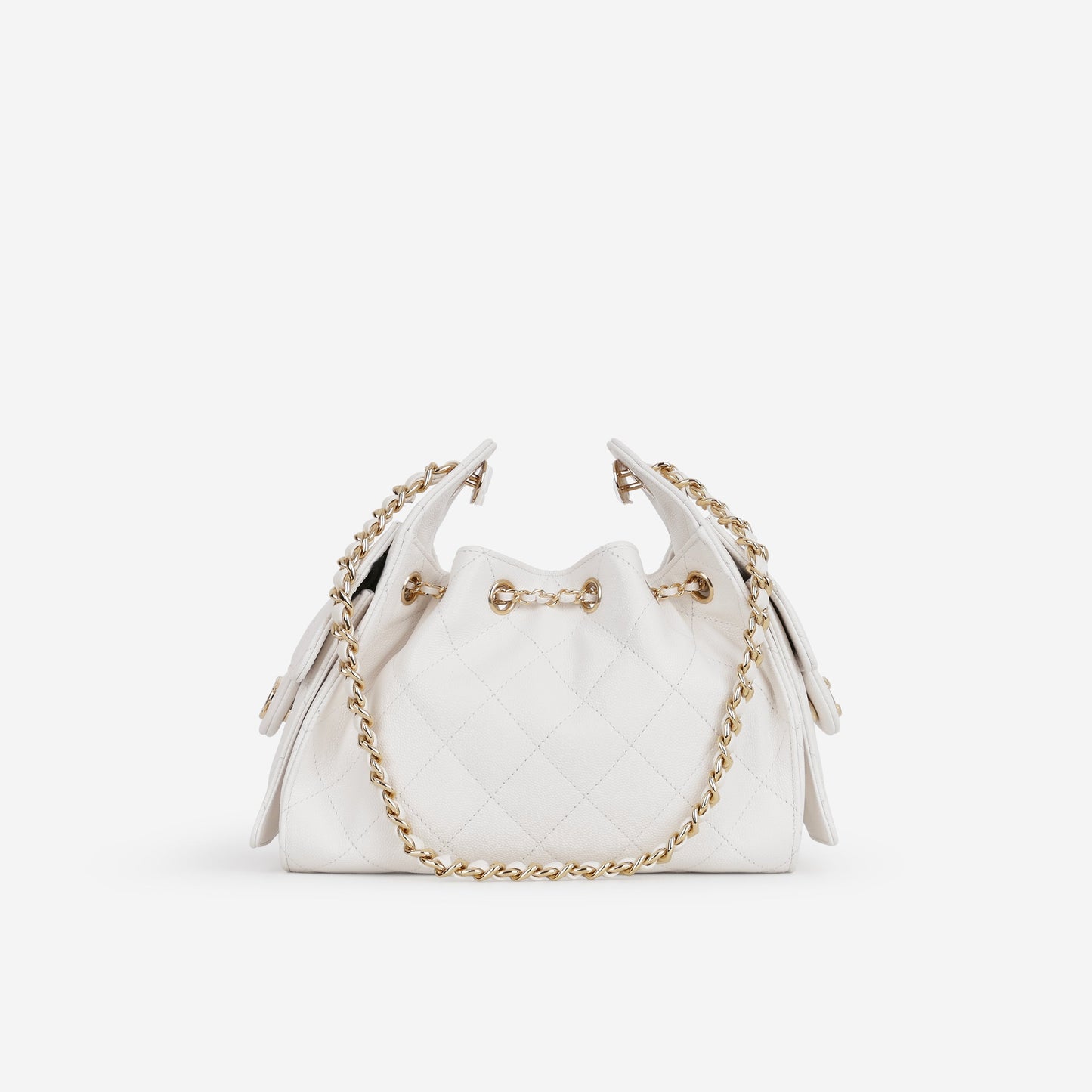 Chanel Mini 25 Hobo - White Caviar Polished | Gold Hardware