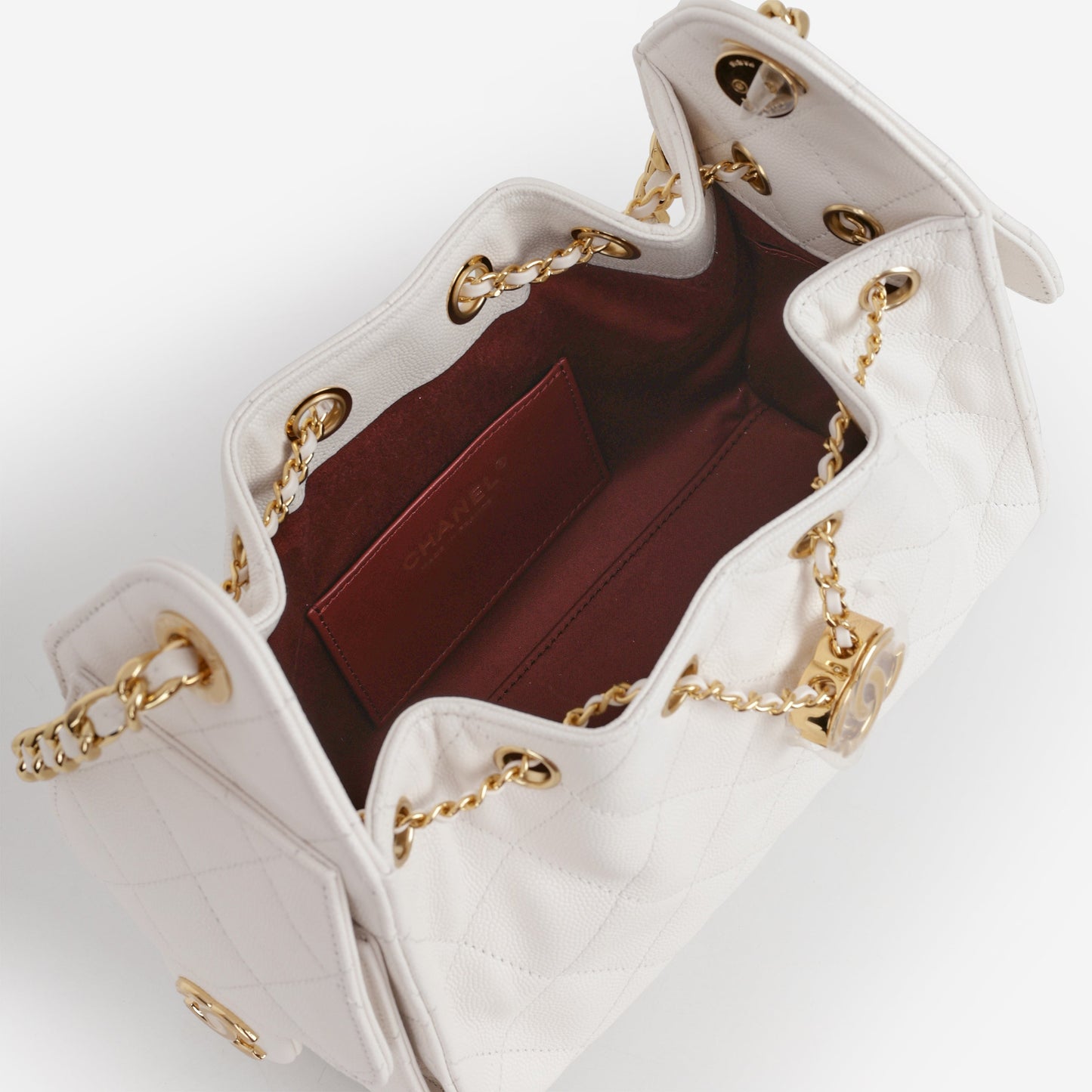 Chanel Mini 25 Hobo - White Caviar Polished | Gold Hardware