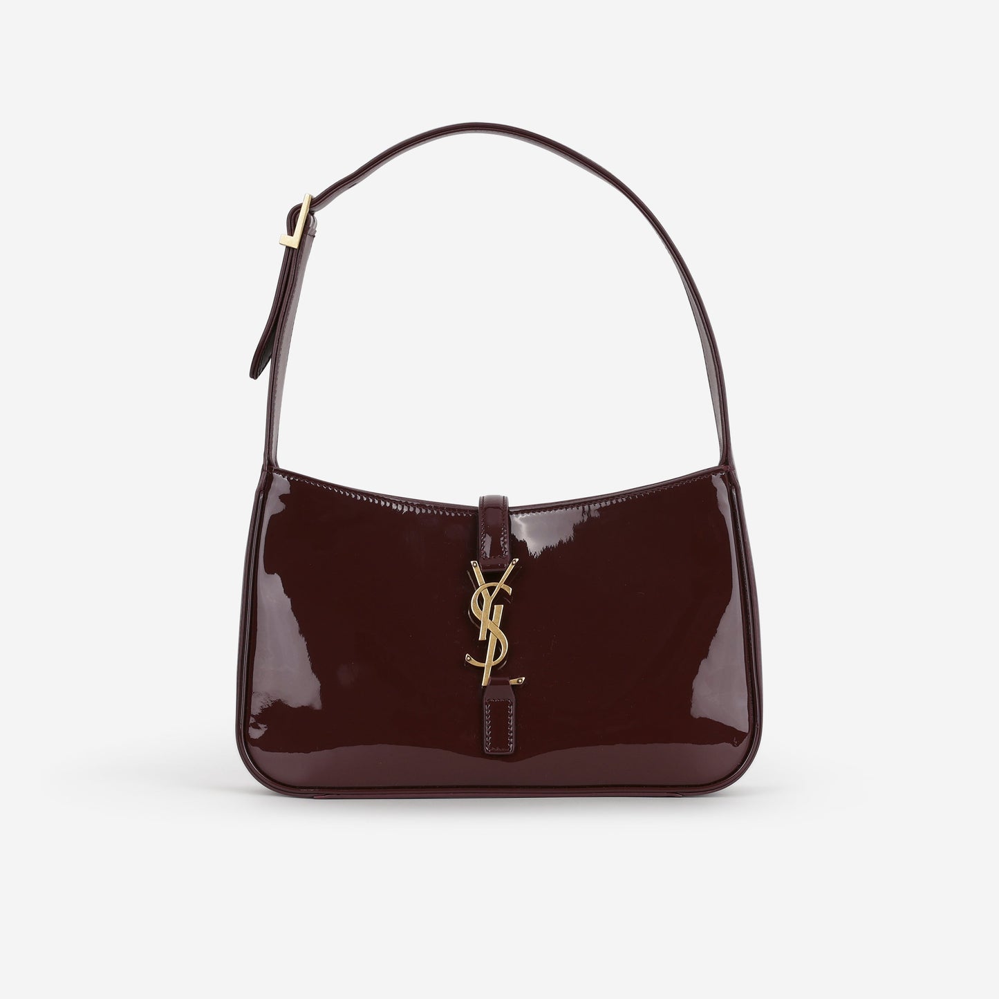 Saint Laurent Le 5 a 7 Hobo - Dark Red Wine Patent | Gold Hardware