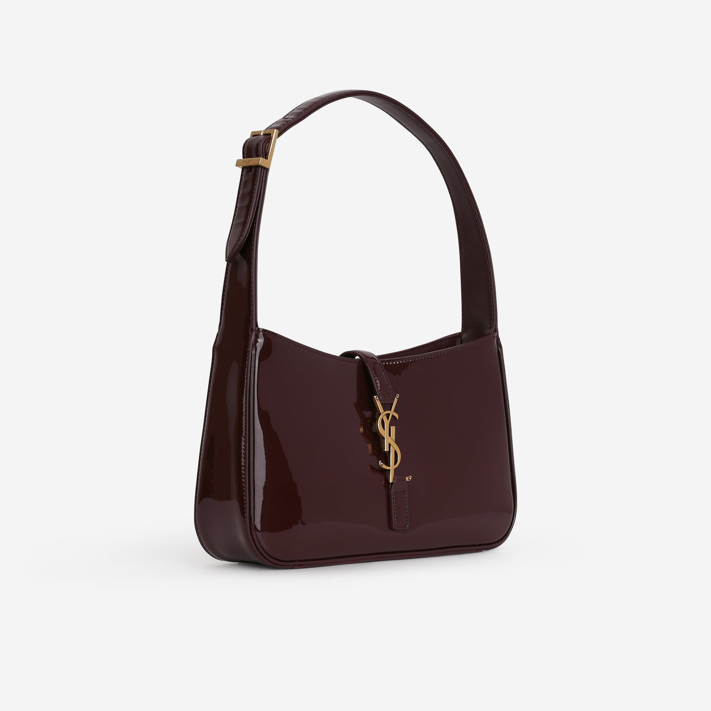Saint Laurent Le 5 a 7 Hobo - Dark Red Wine Patent | Gold Hardware